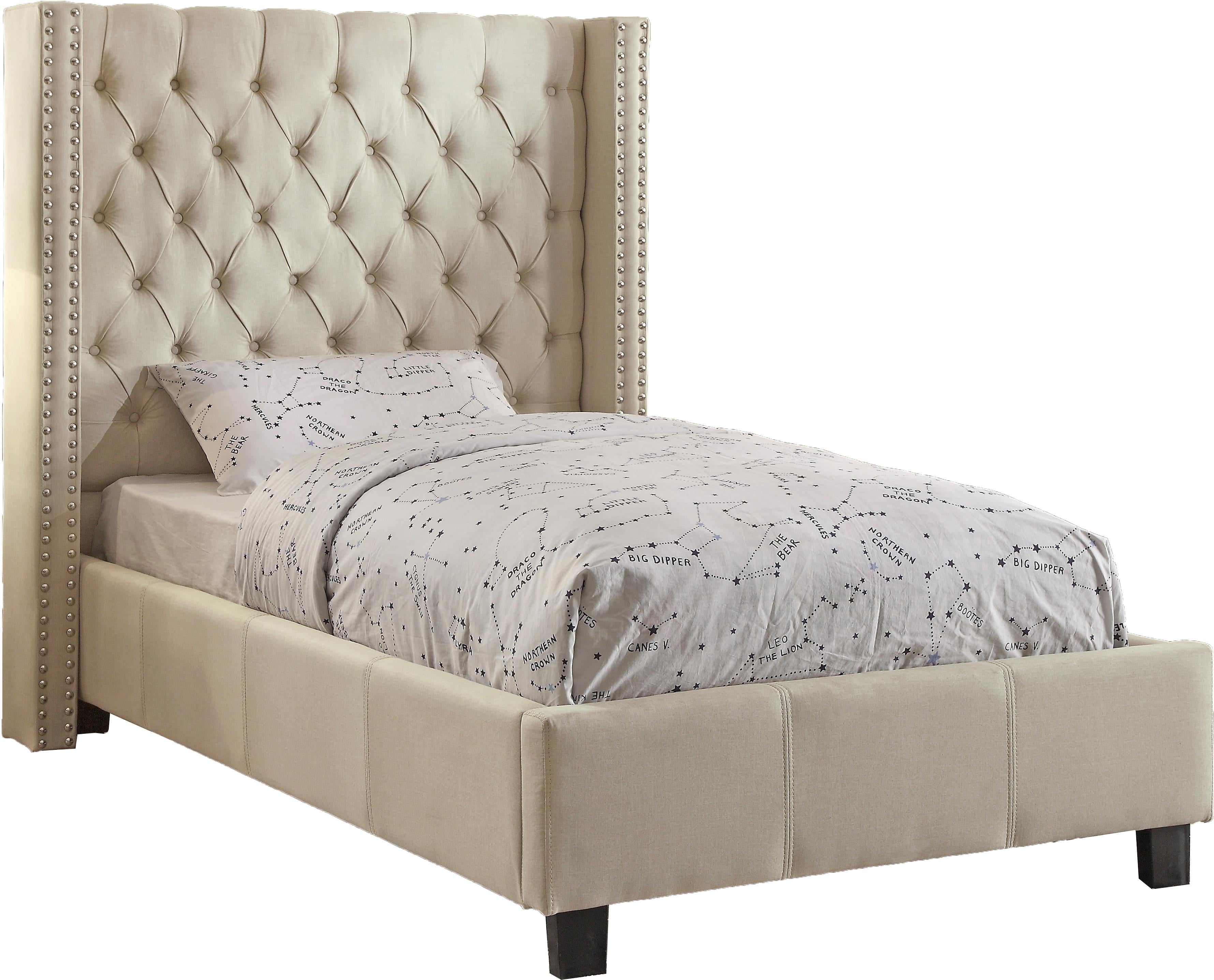 Ashton Beige Linen Twin Bed - Luxe Home Furnishings (Jersey City, NJ)