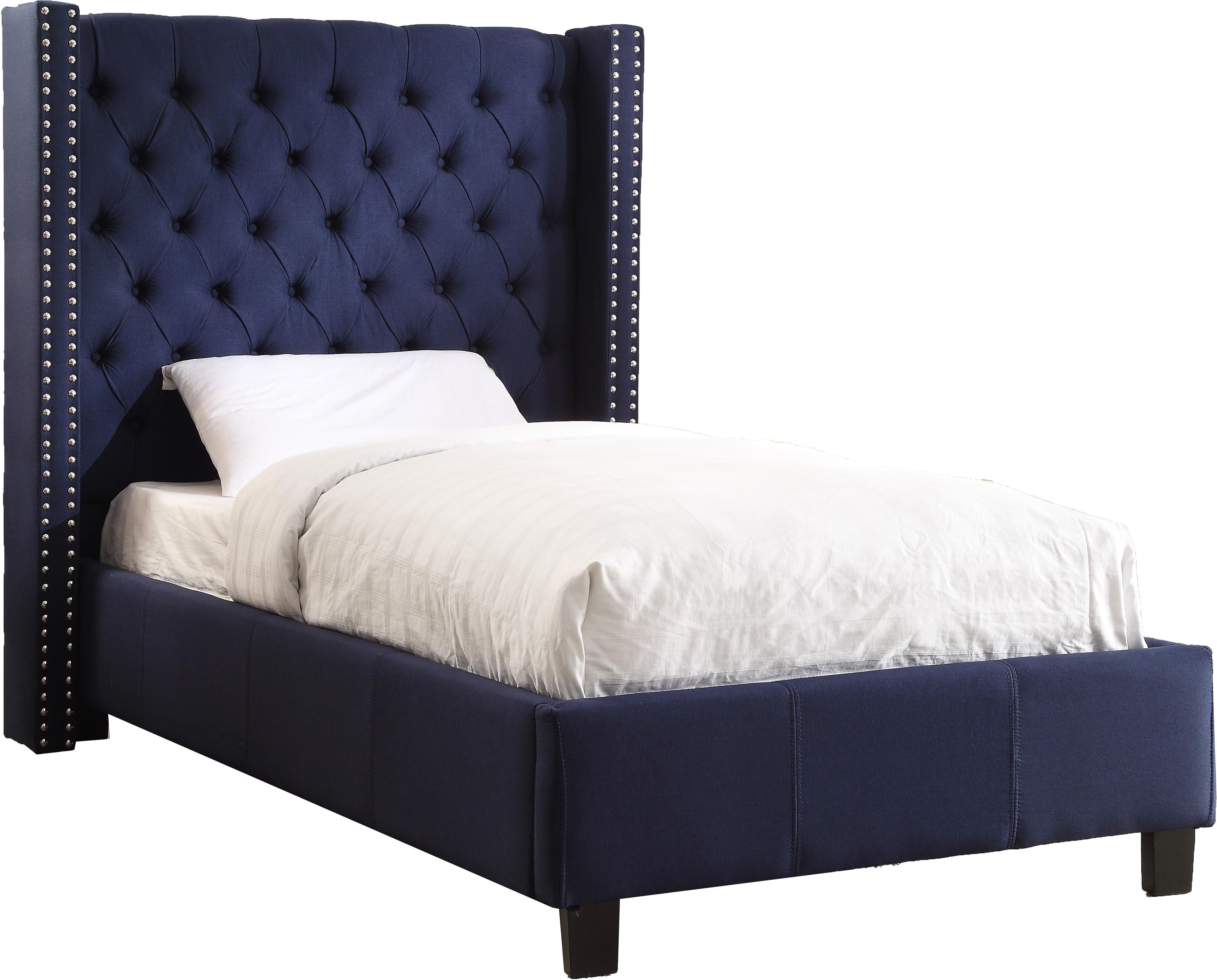 Ashton Navy Linen Twin Bed - Luxe Home Furnishings (Jersey City, NJ)