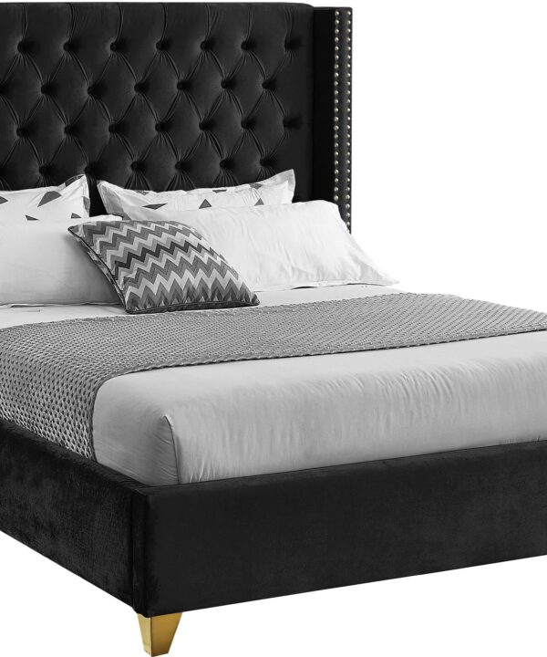 Barolo Black Velvet King Bed - Luxe Home Furnishings (Jersey City, NJ)