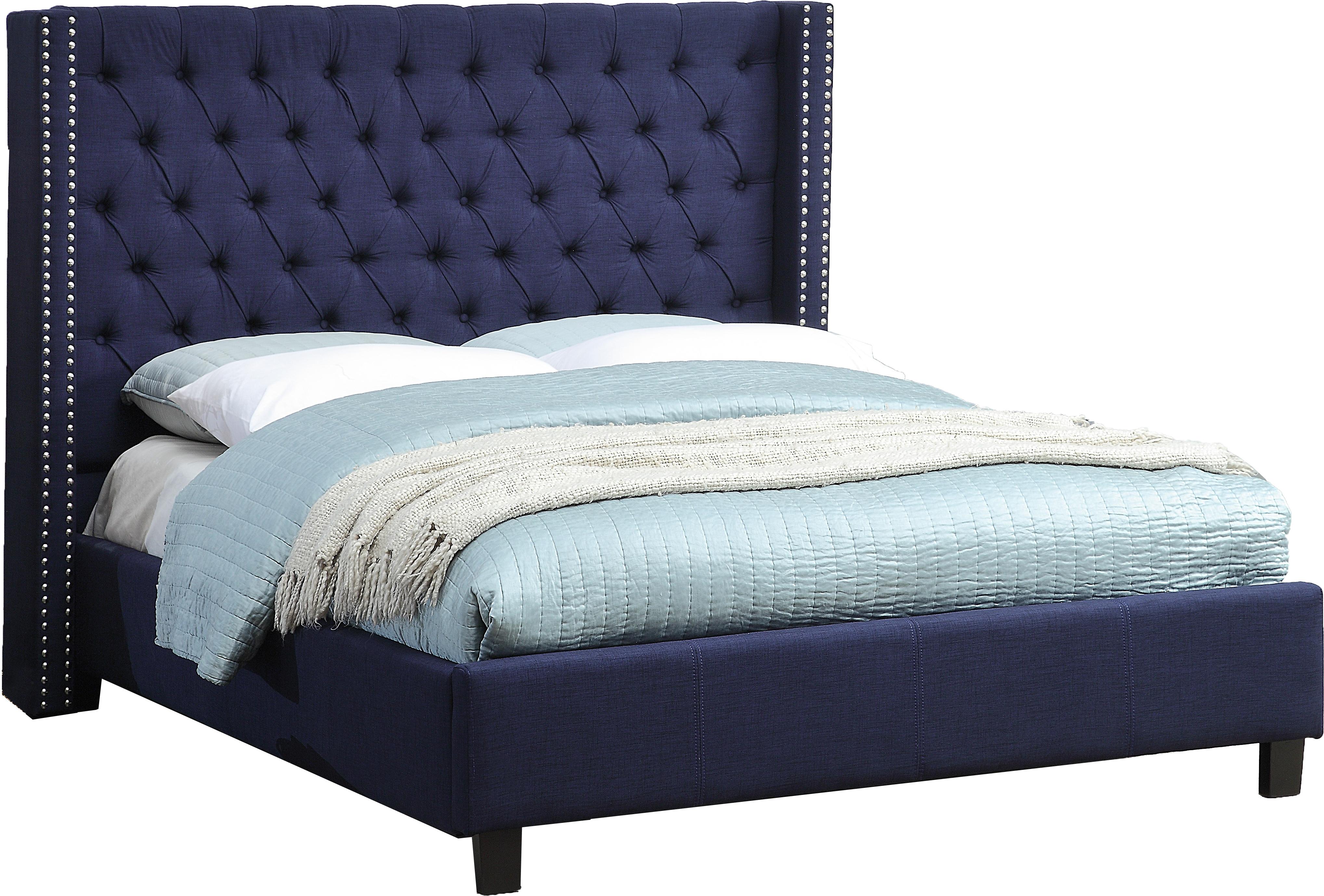 Ashton Navy Linen Queen Bed - Luxe Home Furnishings (Jersey City, NJ)