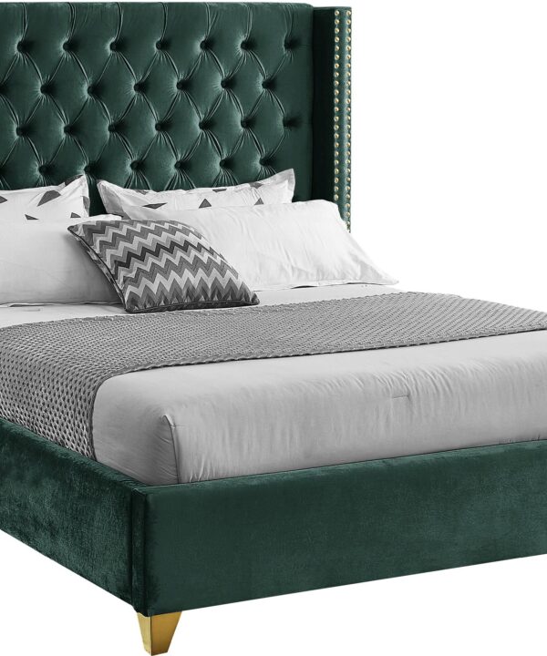 Barolo Green Velvet Full Bed - Luxe Home Furnishings (Jersey City, NJ)