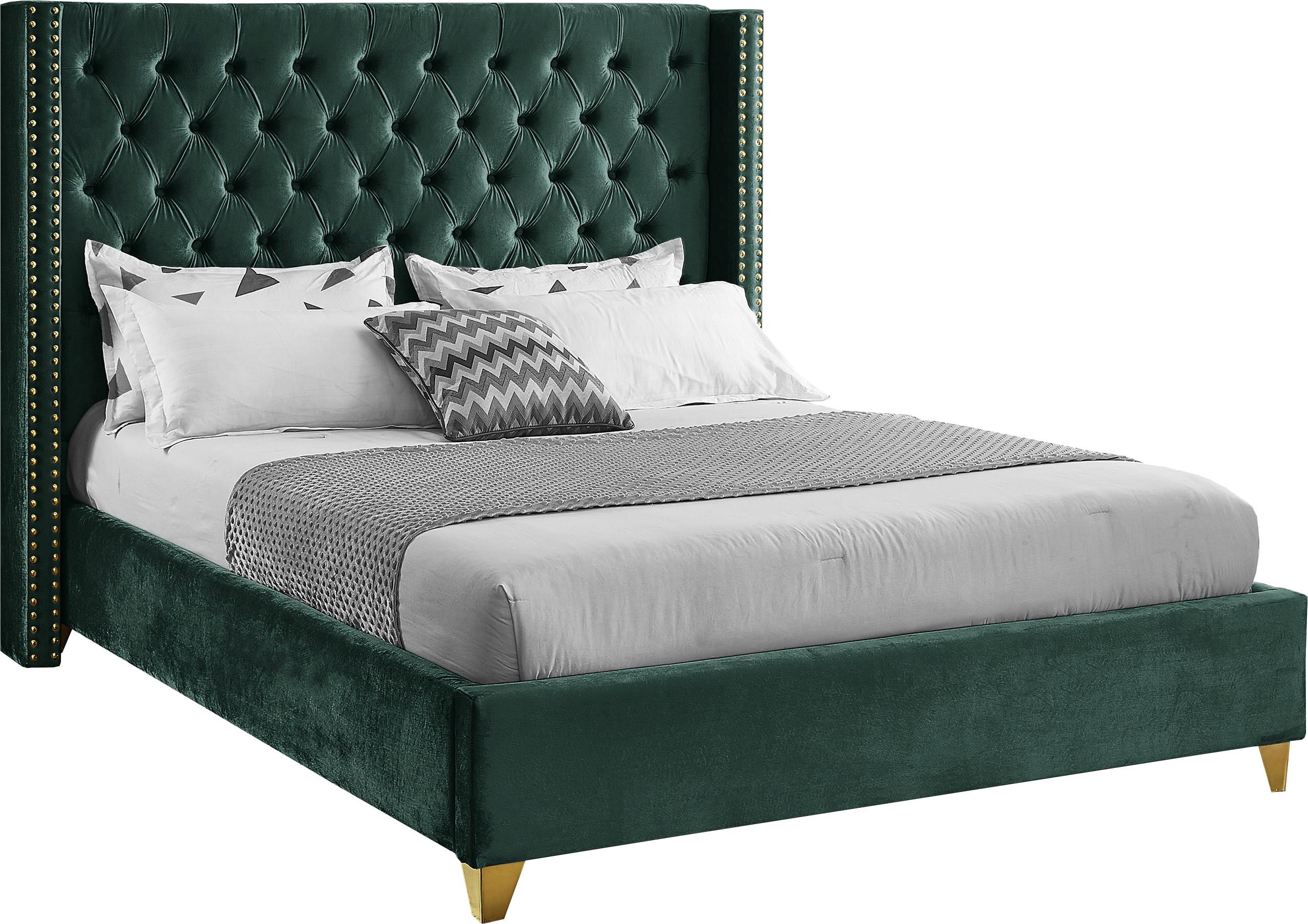 Barolo Green Velvet Full Bed - Luxe Home Furnishings (Jersey City, NJ)