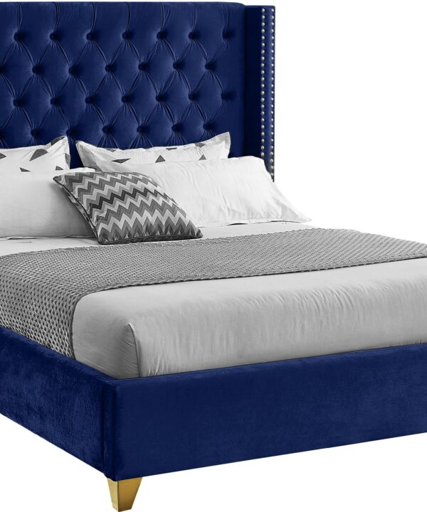 Barolo Navy Velvet King Bed - Luxe Home Furnishings (Jersey City, NJ)