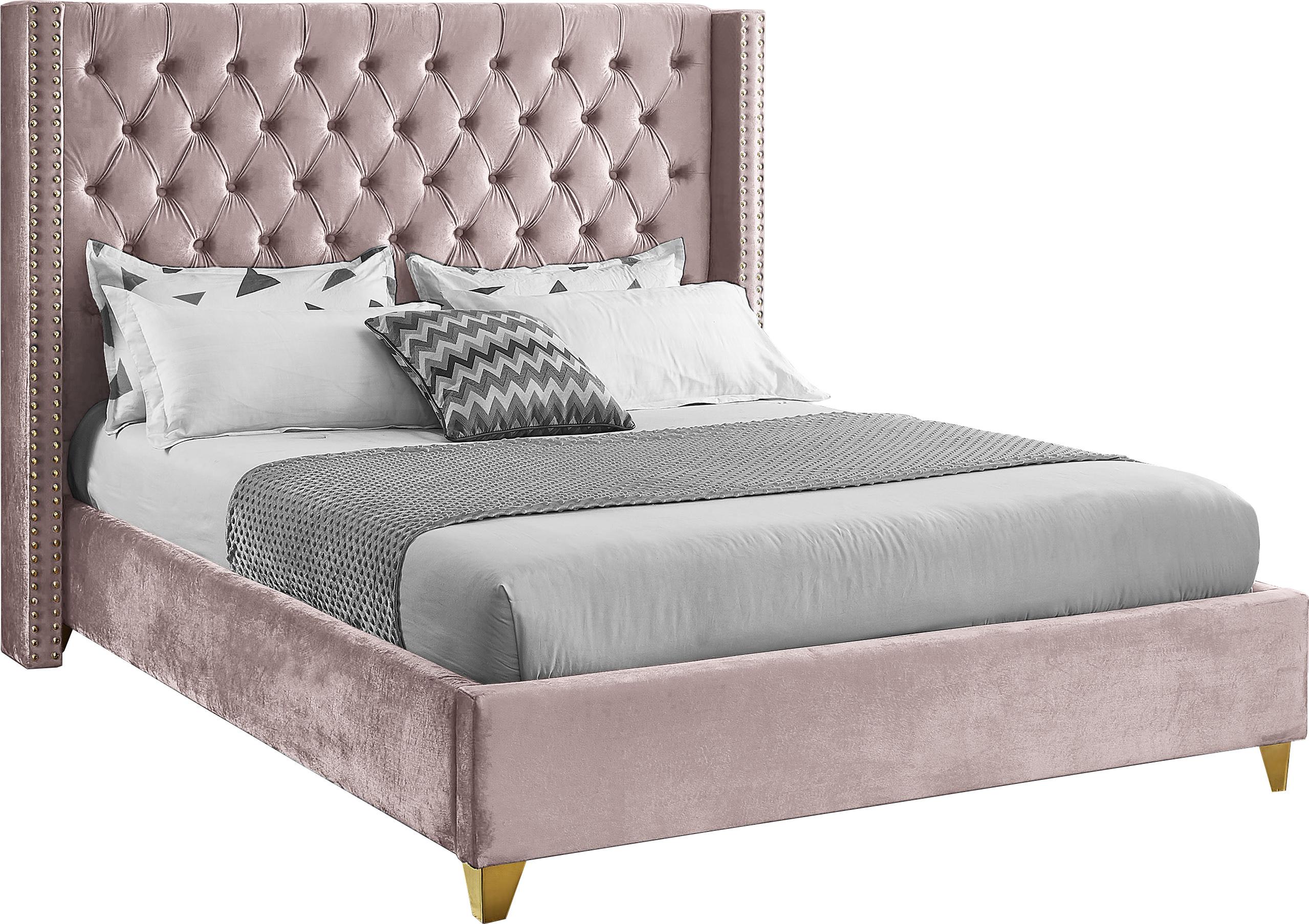 Barolo Pink Velvet King Bed - Luxe Home Furnishings (Jersey City, NJ)