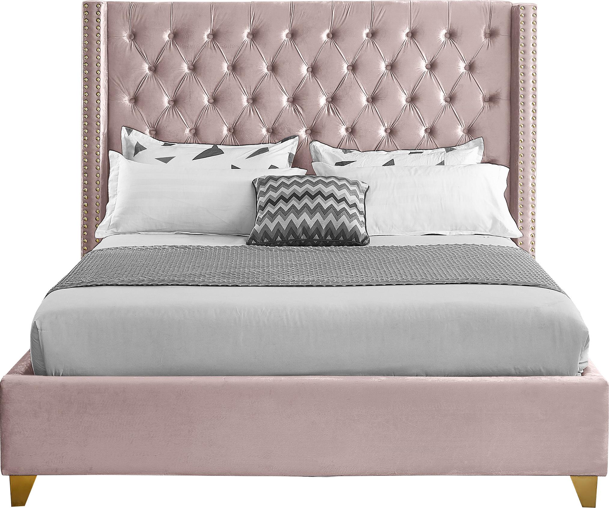 Barolo Pink Velvet Queen Bed - Luxe Home Furnishings (Jersey City, NJ)