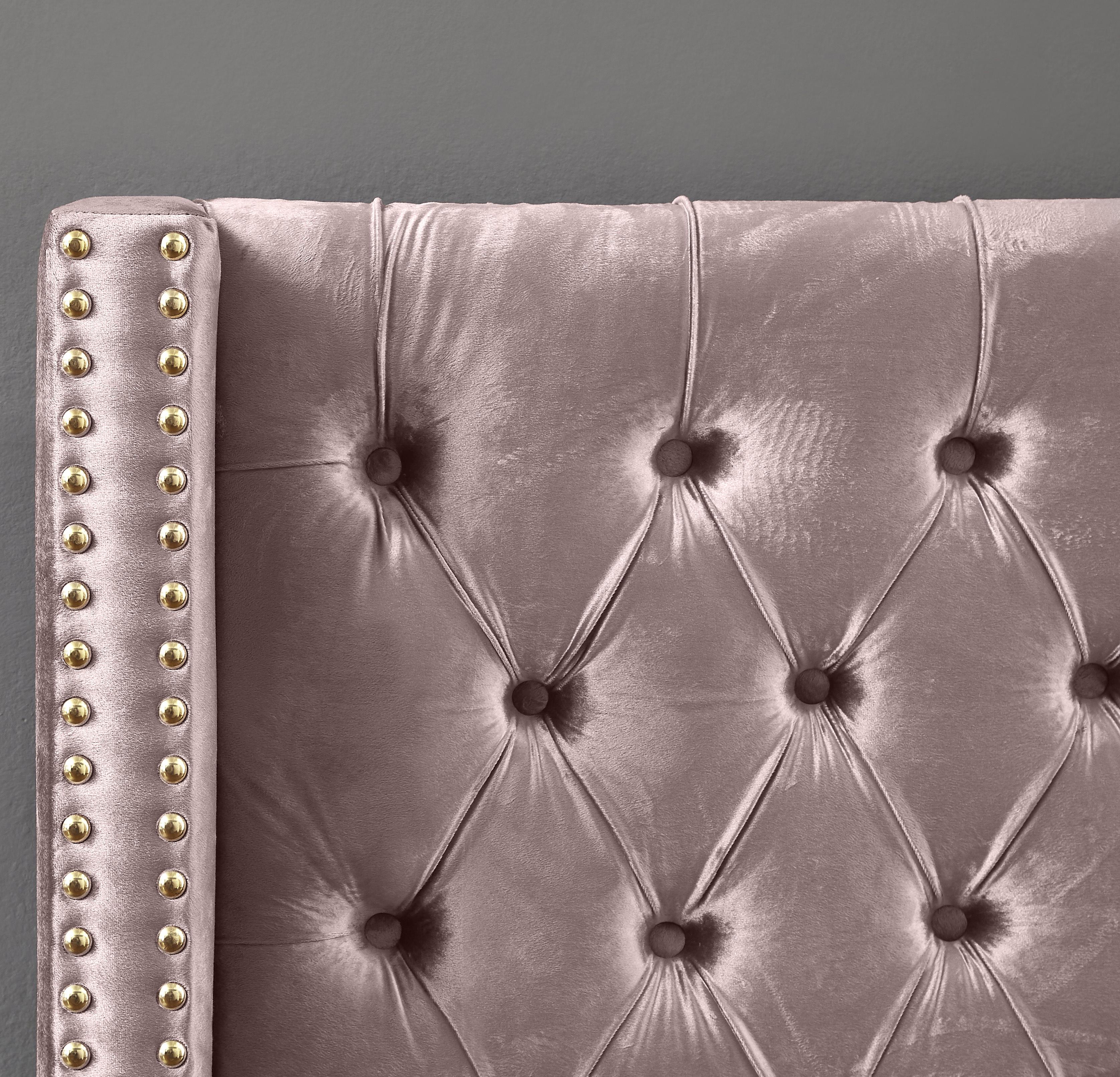 Barolo Pink Velvet Queen Bed - Luxe Home Furnishings (Jersey City, NJ)