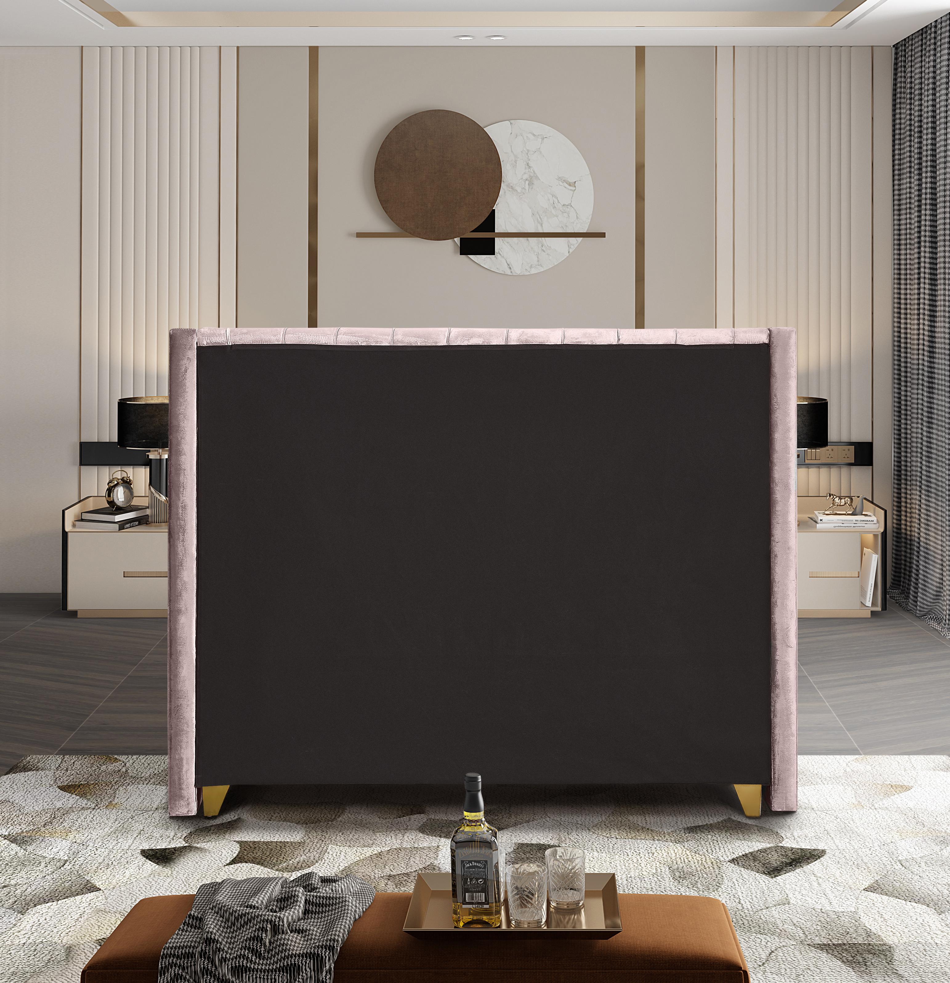 Barolo Pink Velvet Queen Bed - Luxe Home Furnishings (Jersey City, NJ)
