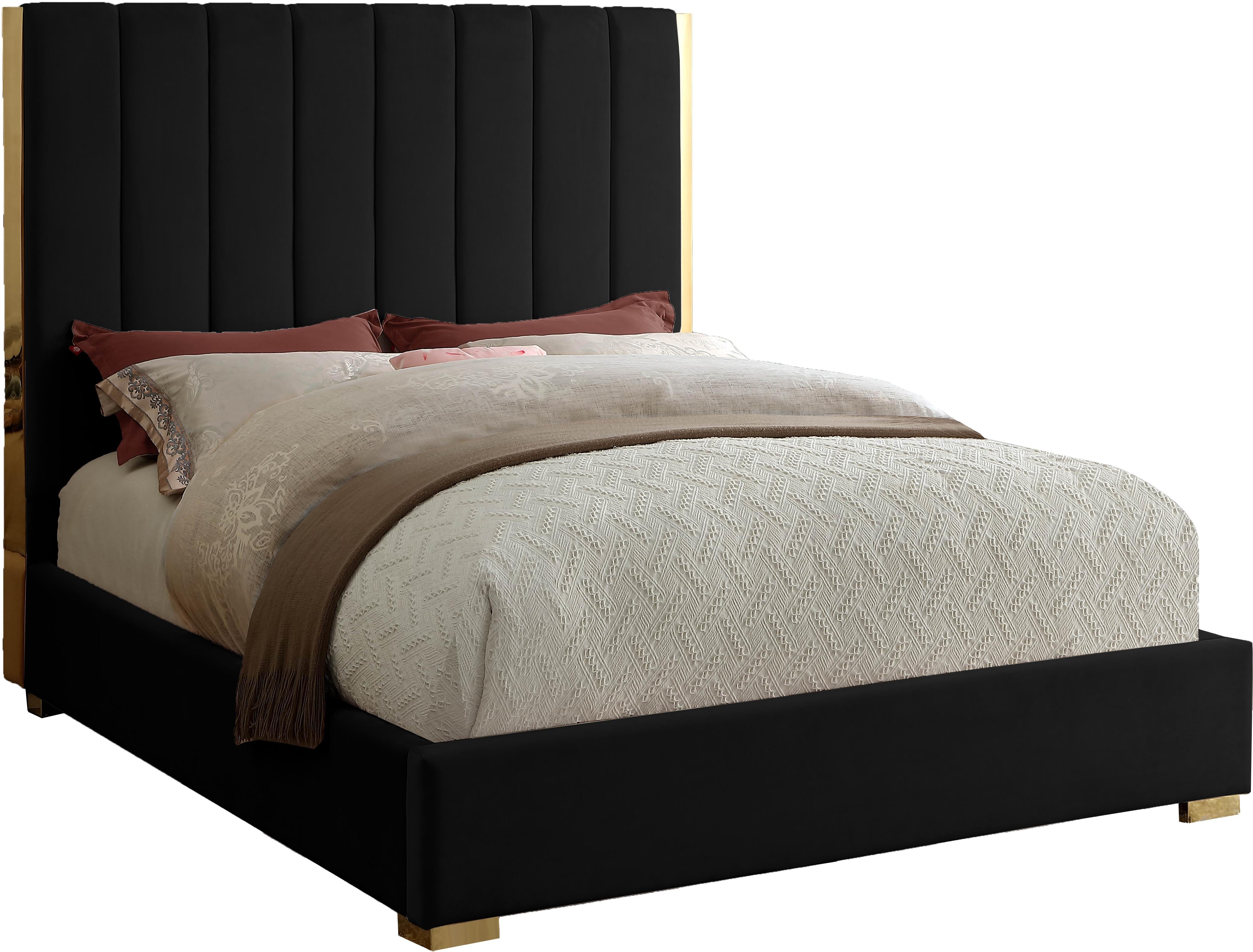 Becca Black Velvet Queen Bed - Luxe Home Furnishings (Jersey City, NJ)