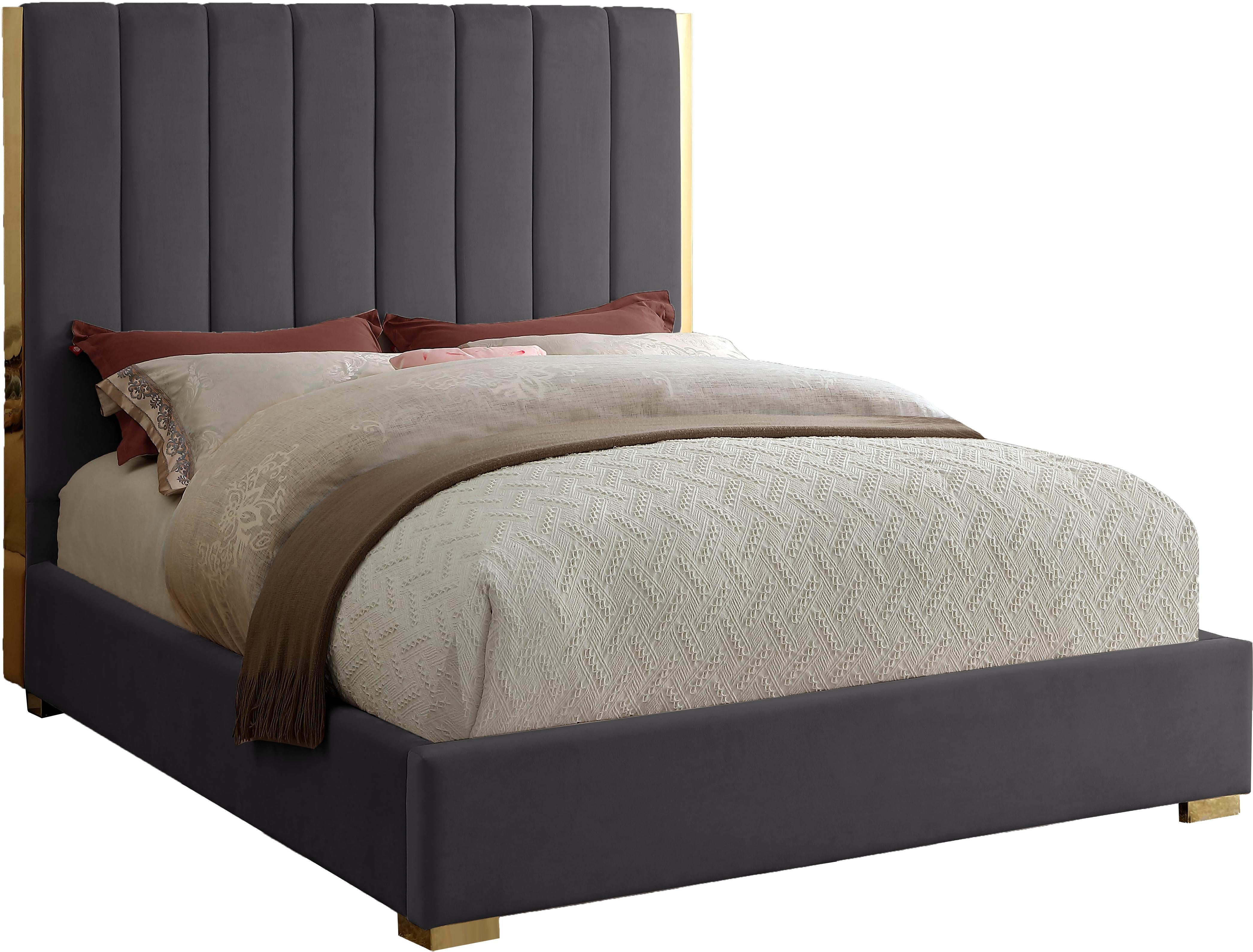 Becca Grey Velvet Full Bed - Luxe Home Furnishings (Jersey City, NJ)