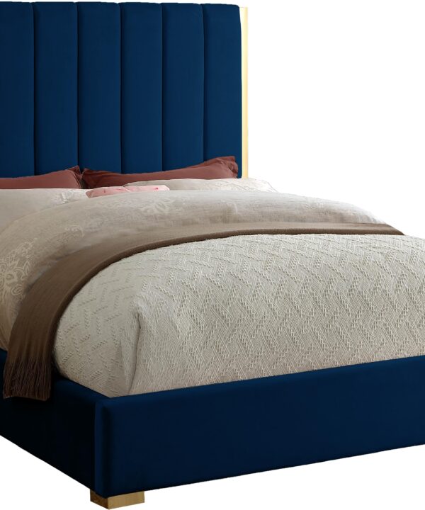 Becca Navy Velvet King Bed - Luxe Home Furnishings (Jersey City, NJ)