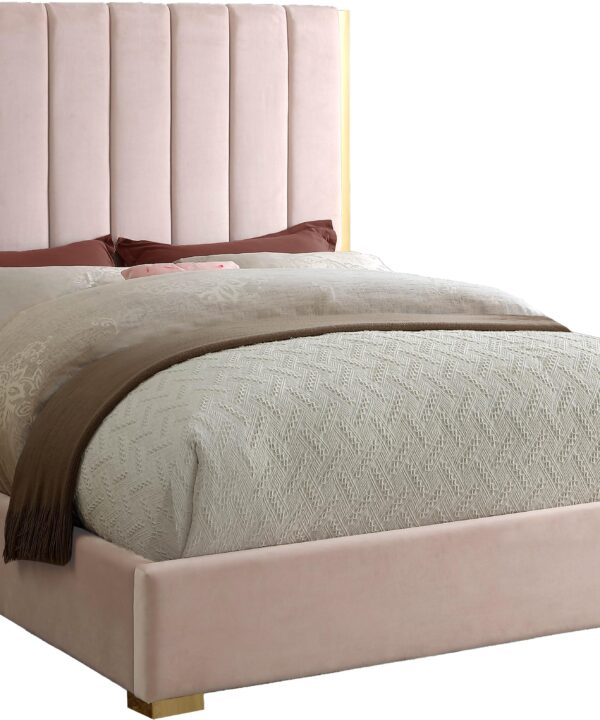Becca Pink Velvet Full Bed - Luxe Home Furnishings (Jersey City, NJ)