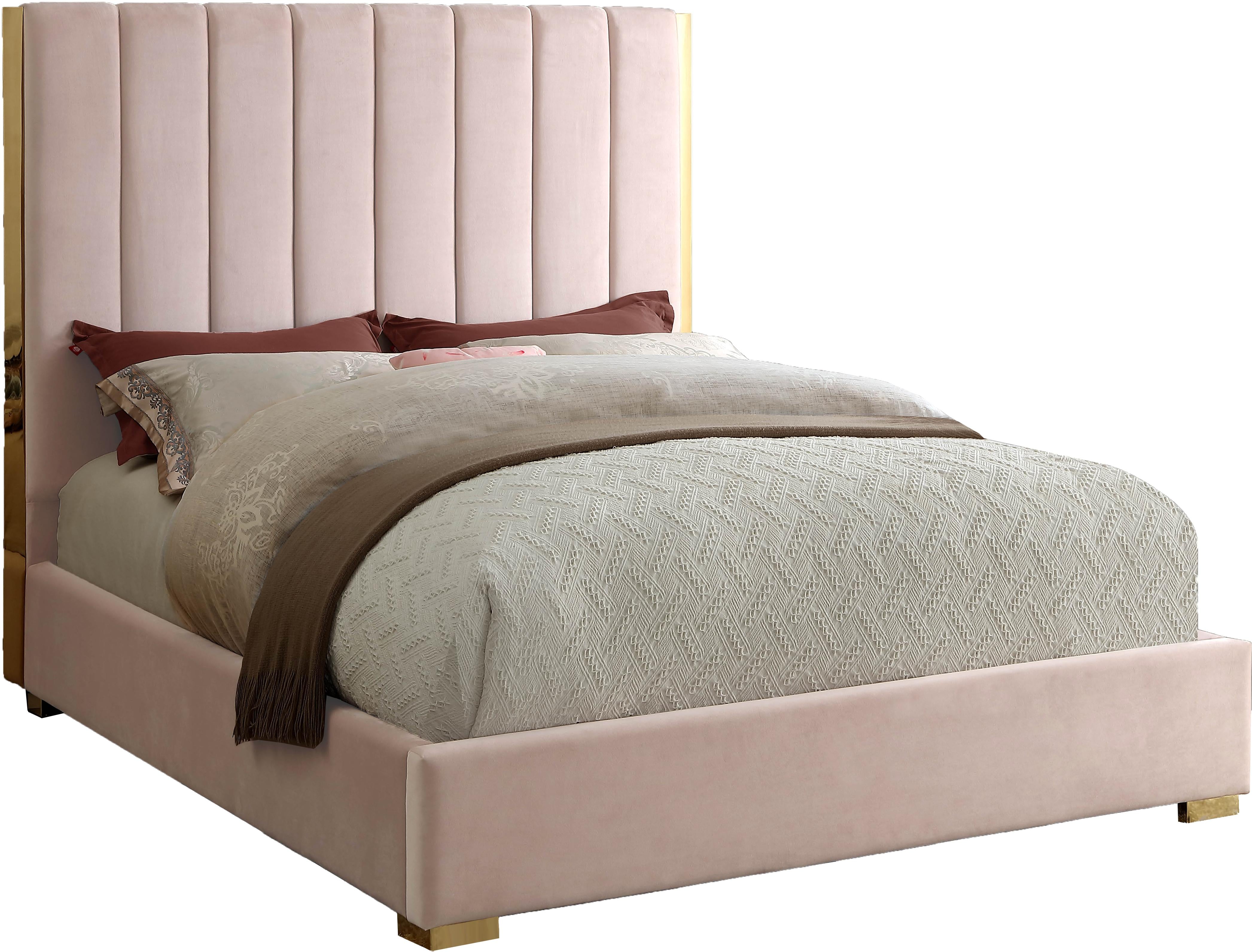Becca Pink Velvet Full Bed - Luxe Home Furnishings (Jersey City, NJ)