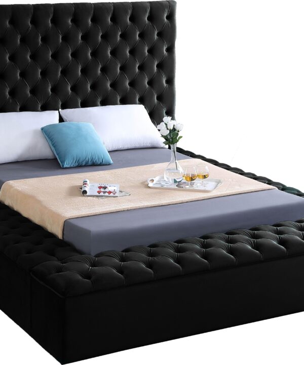 Bliss Black Velvet Queen Bed (3 Boxes) - Luxe Home Furnishings (Jersey City, NJ)