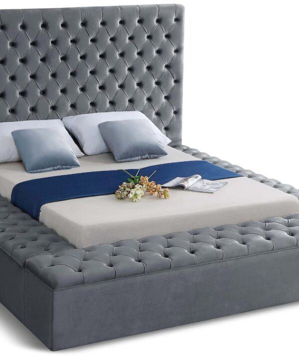 Bliss Grey Velvet Full Bed (3 Boxes) - Luxe Home Furnishings (Jersey City, NJ)