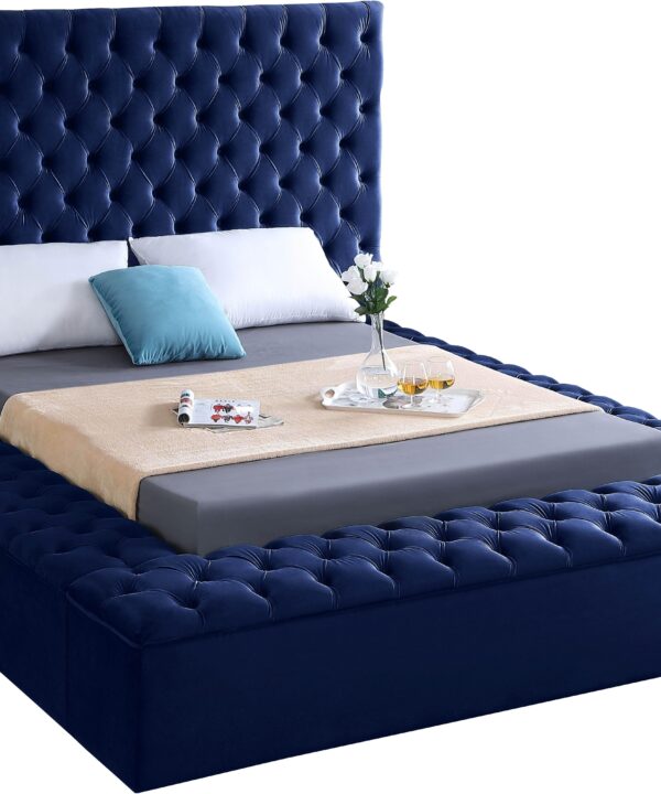 Bliss Navy Velvet Full Bed (3 Boxes) - Luxe Home Furnishings (Jersey City, NJ)