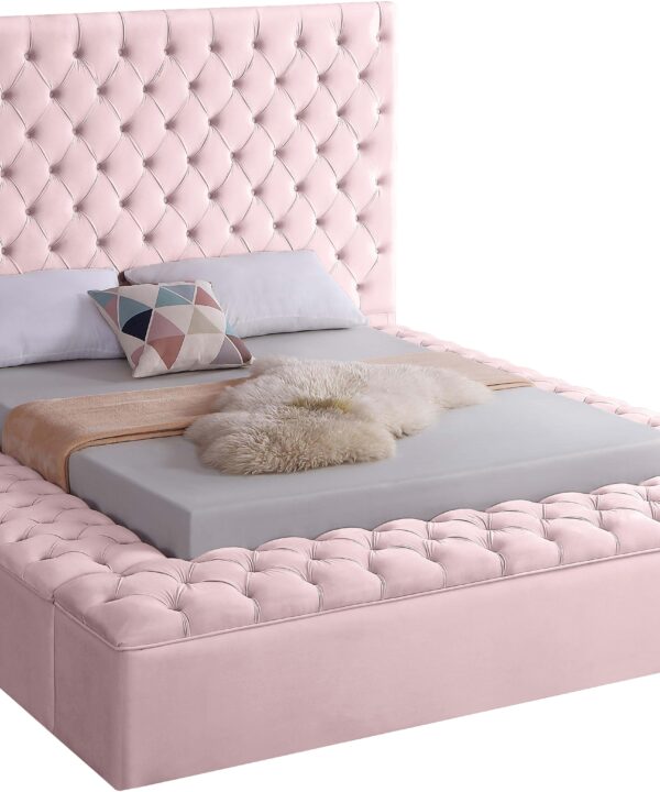 Bliss Pink Velvet Full Bed (3 Boxes) - Luxe Home Furnishings (Jersey City, NJ)