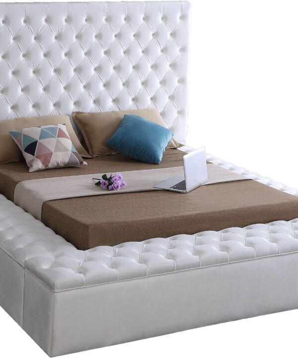 Bliss White Velvet Queen Bed (3 Boxes) - Luxe Home Furnishings (Jersey City, NJ)