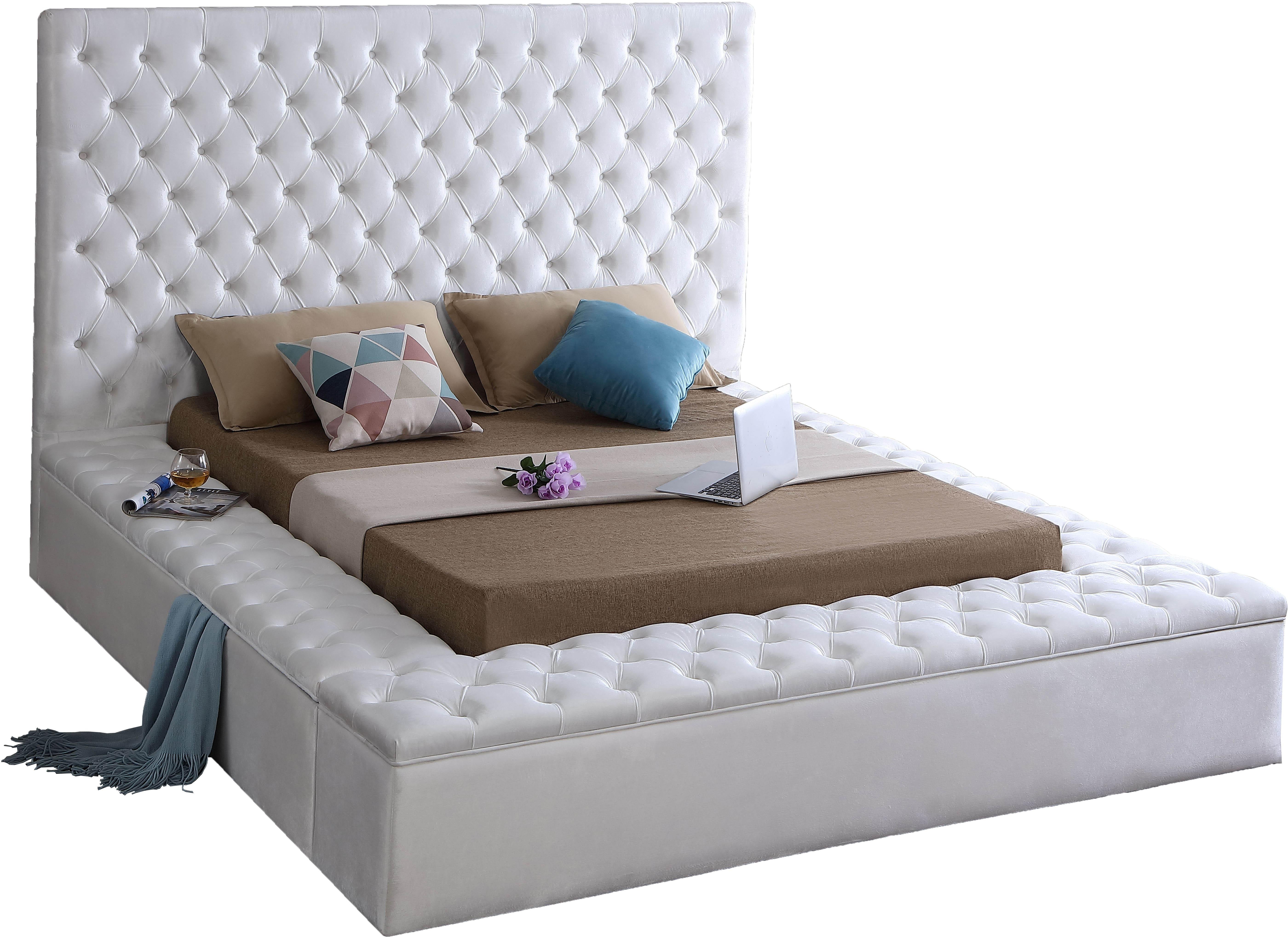 Bliss White Velvet King Bed (3 Boxes) - Luxe Home Furnishings (Jersey City, NJ)