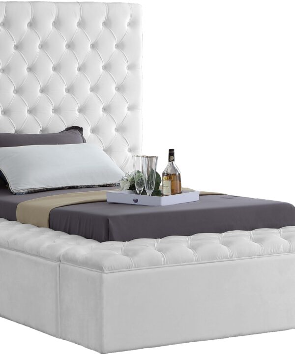 Bliss White Velvet Twin Bed (3 Boxes) - Luxe Home Furnishings (Jersey City, NJ)