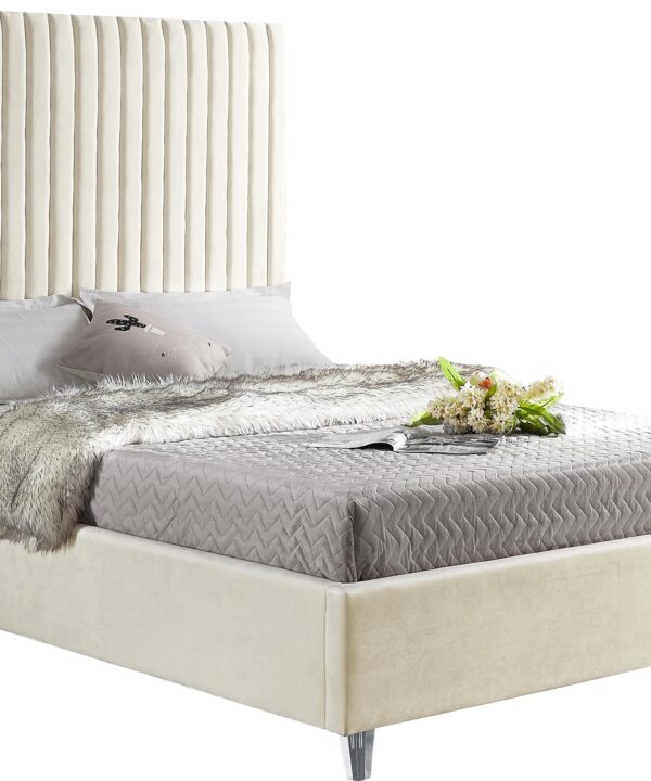 Candace Cream Velvet Full Bed - Luxe Home Furnishings (Jersey City, NJ)