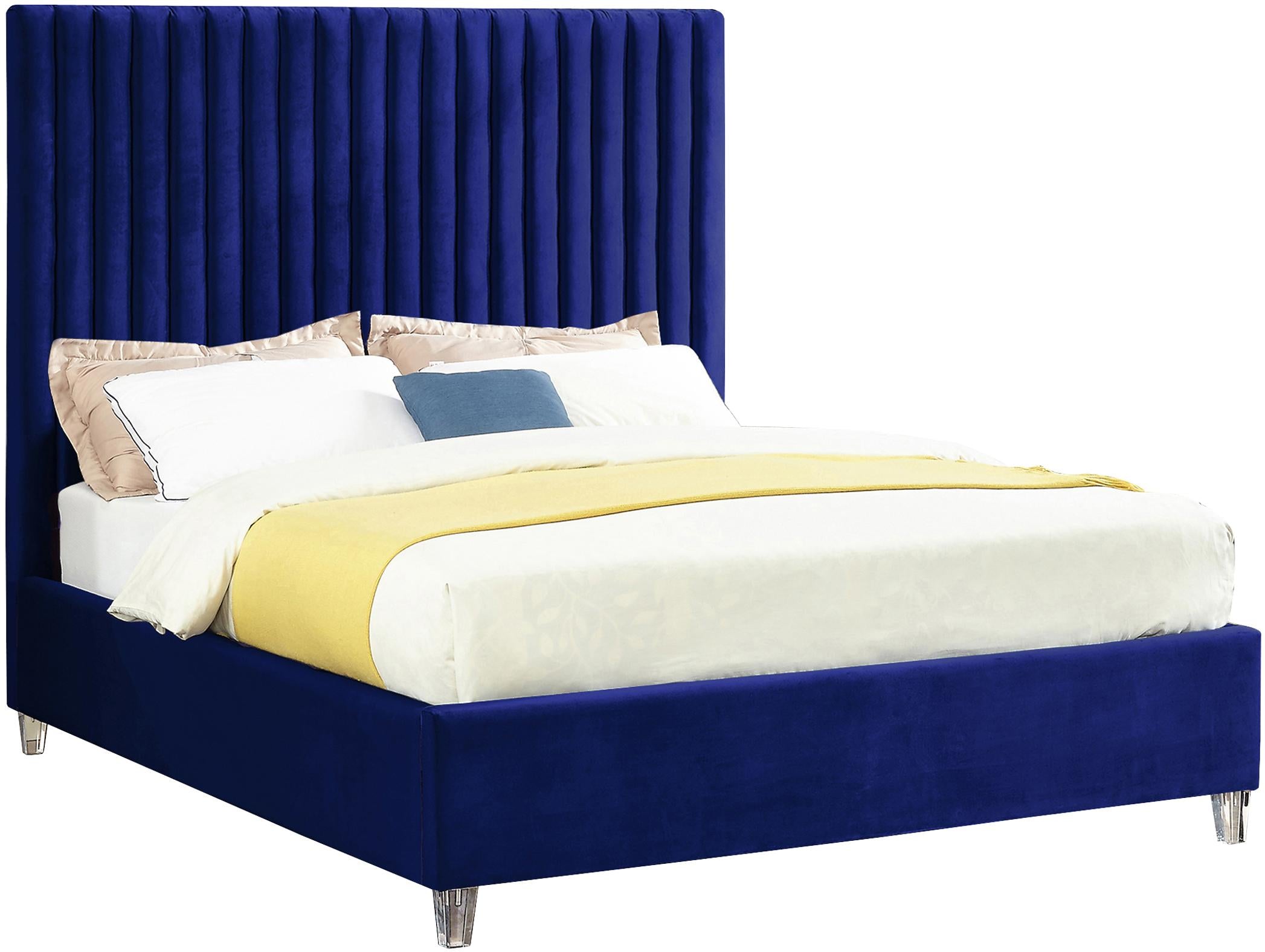 Candace Navy Velvet Queen Bed - Luxe Home Furnishings (Jersey City, NJ)