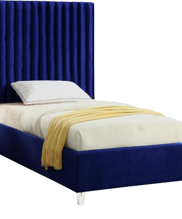 Candace Navy Velvet Twin Bed - Luxe Home Furnishings (Jersey City, NJ)