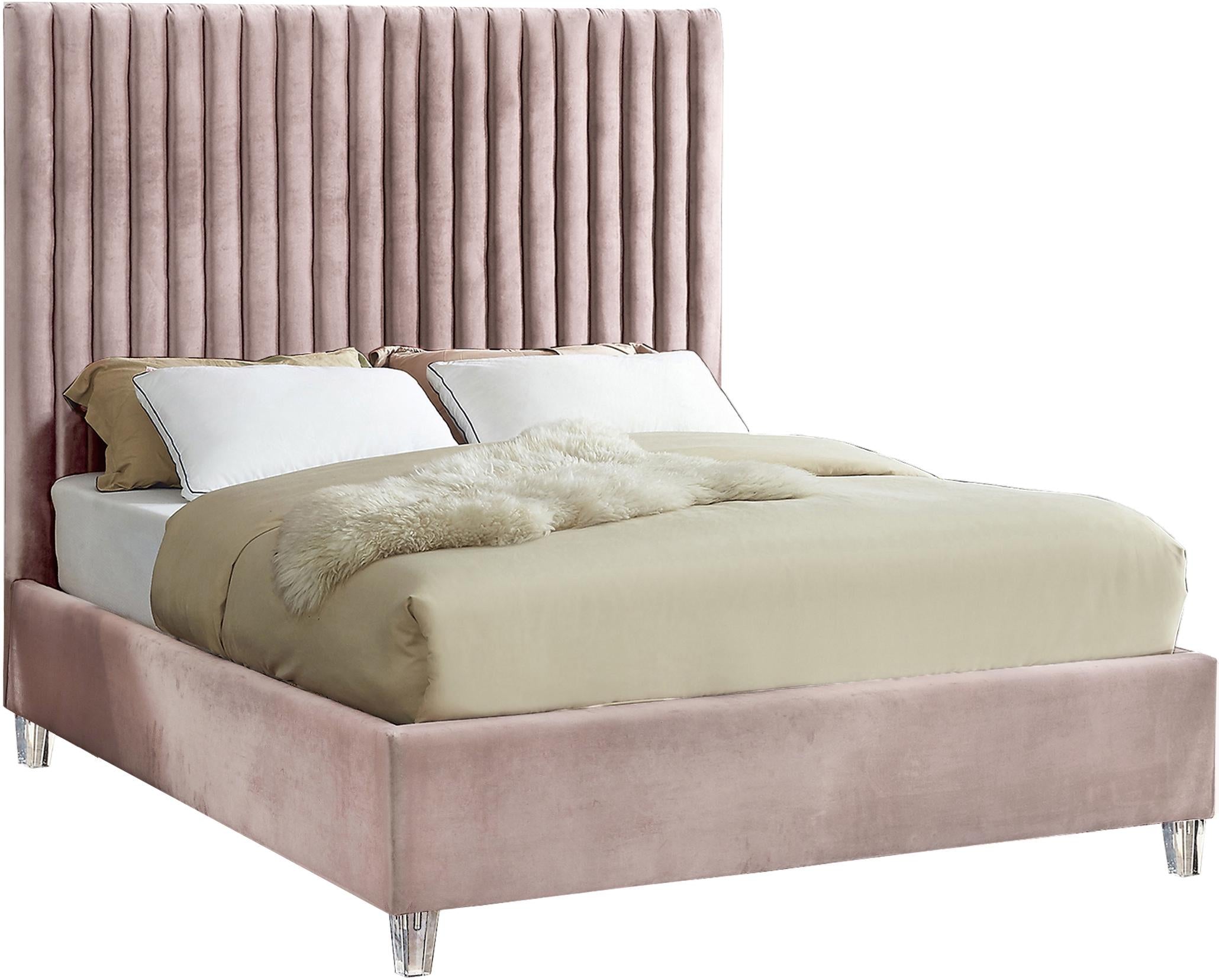 Candace Pink Velvet King Bed - Luxe Home Furnishings (Jersey City, NJ)