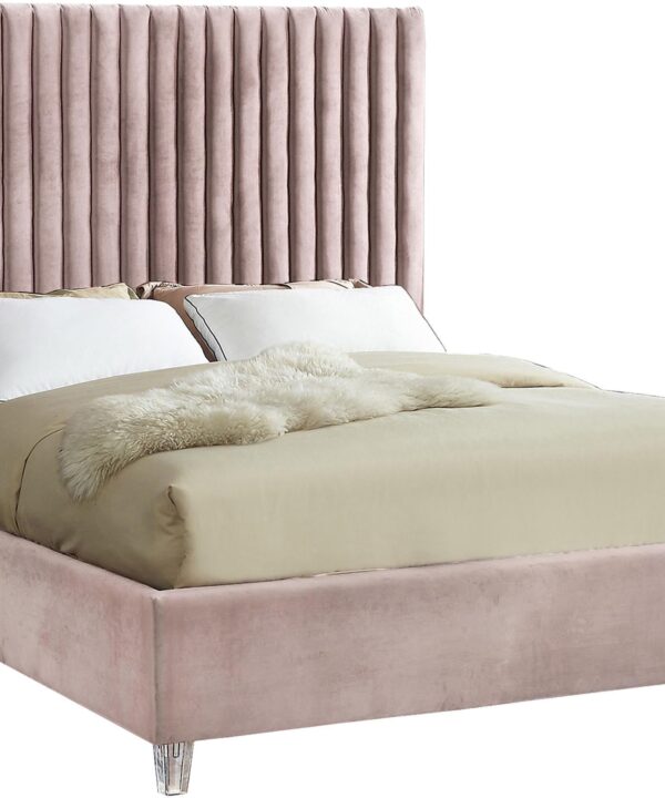Candace Pink Velvet Queen Bed - Luxe Home Furnishings (Jersey City, NJ)