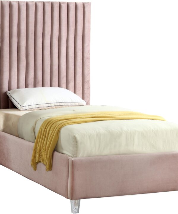 Candace Pink Velvet Twin Bed - Luxe Home Furnishings (Jersey City, NJ)