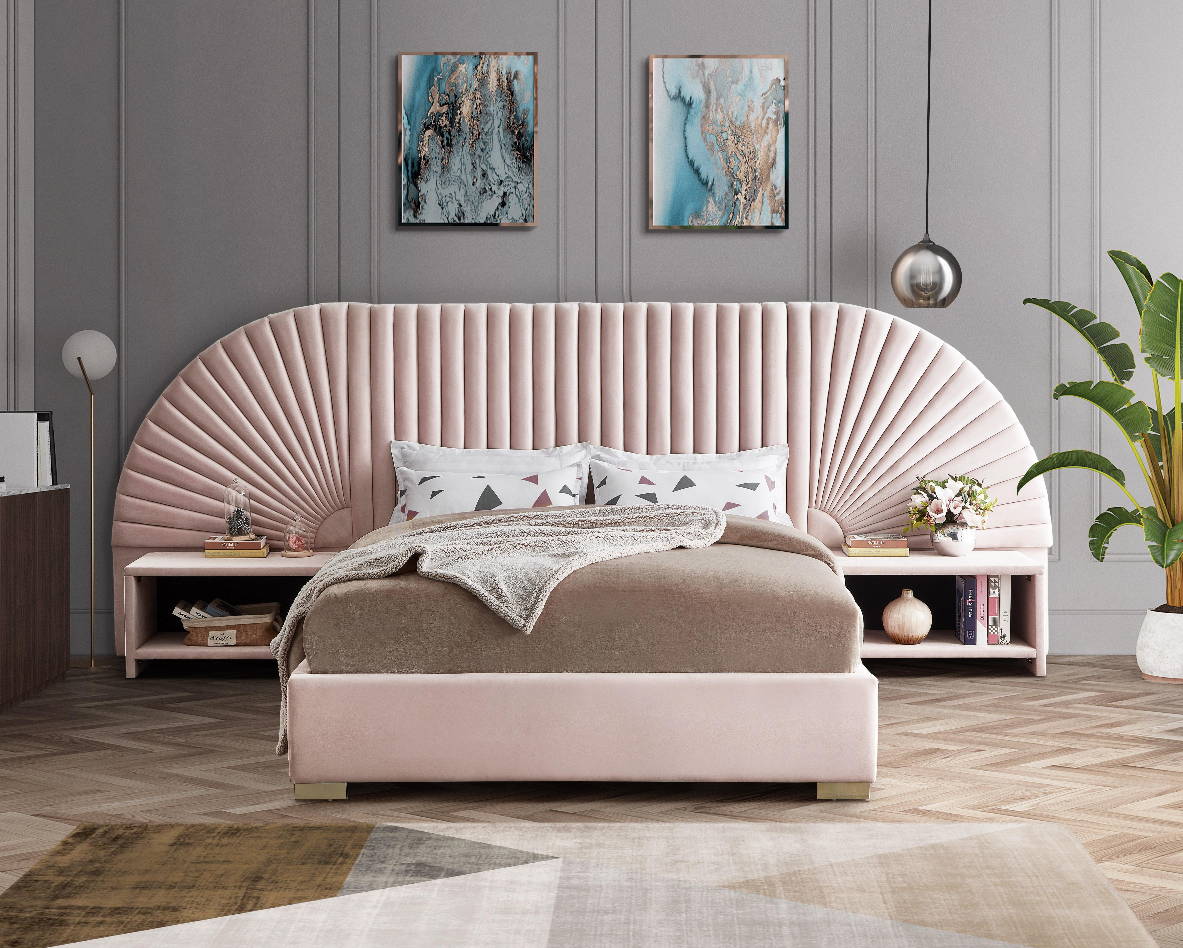 Cleo Pink Velvet Queen Bed (3 Boxes) - Image 4