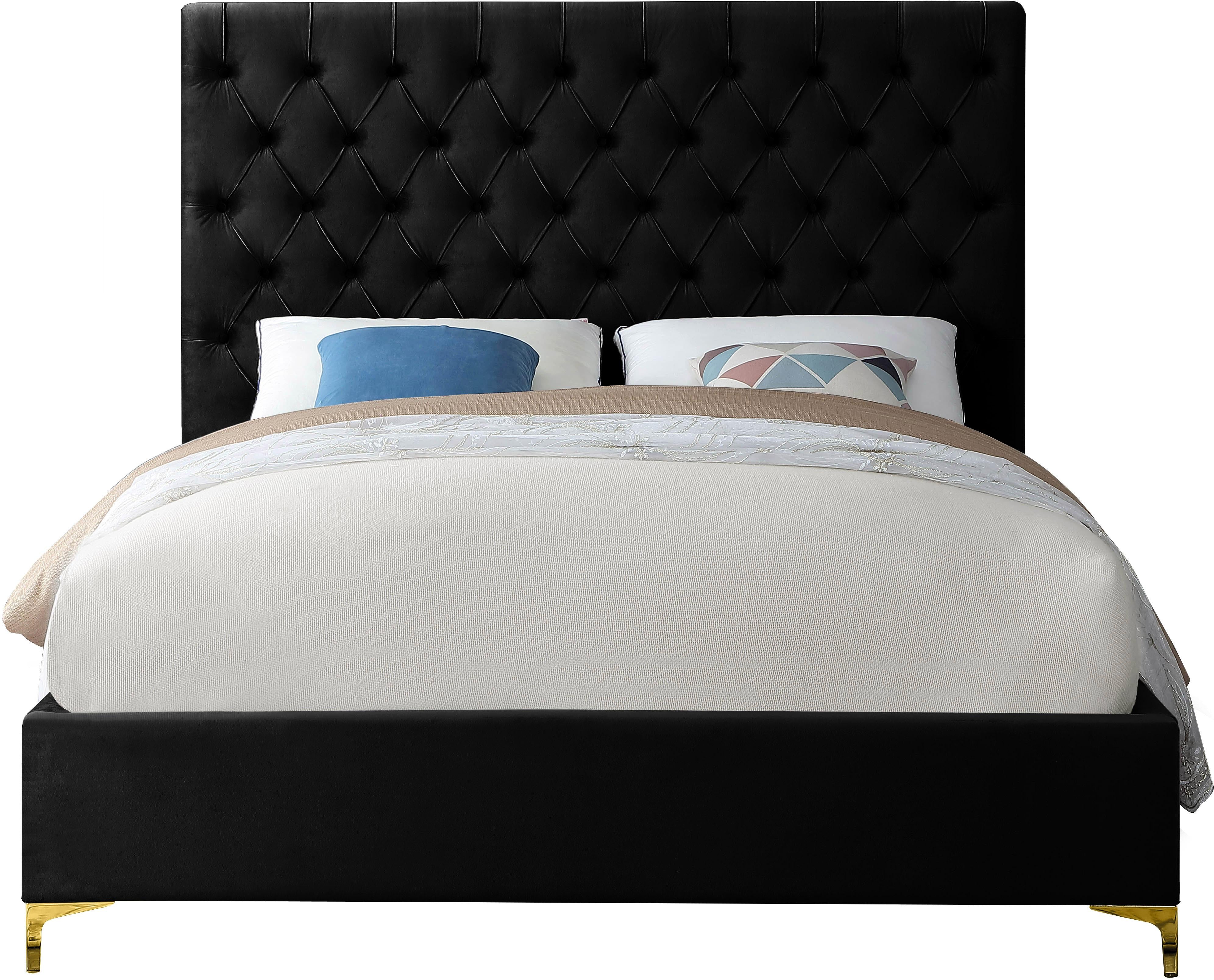 Cruz Black Velvet Queen Bed - Image 4