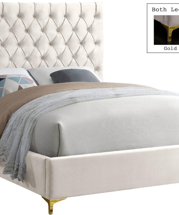 Cruz Cream Velvet King Bed