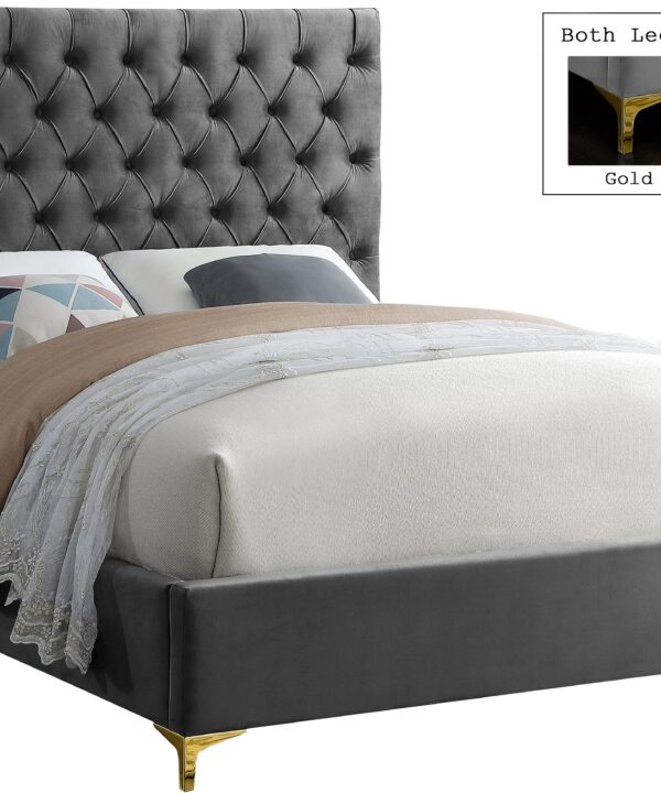 Cruz Grey Velvet King Bed