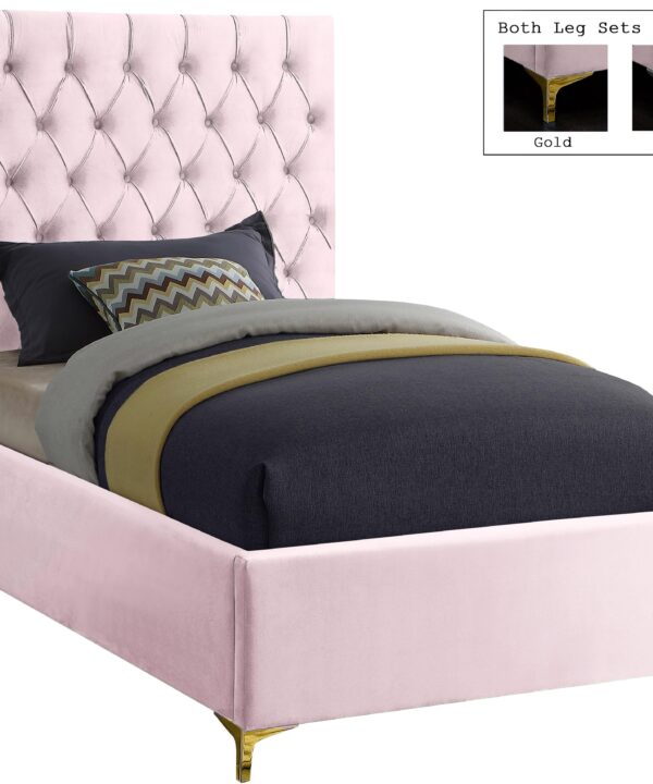 Cruz Pink Velvet Twin Bed