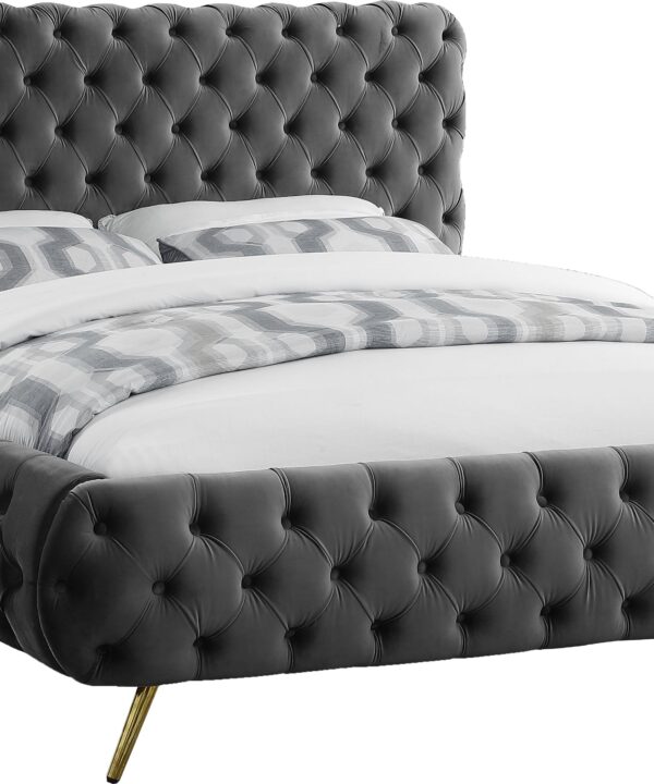 Delano Grey Velvet Queen Bed