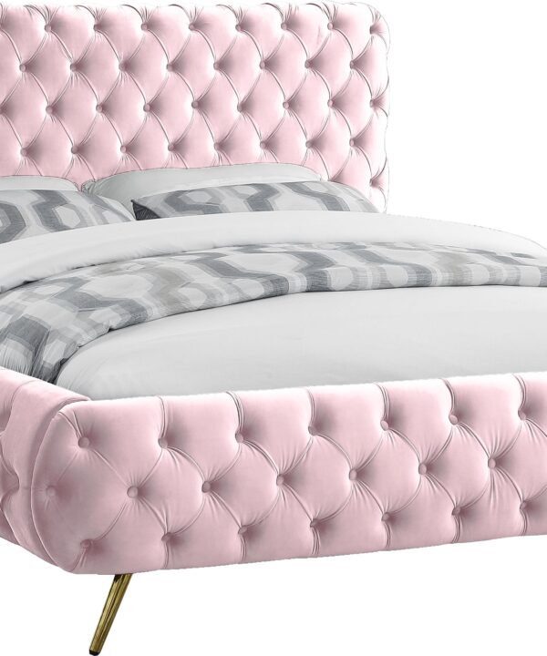 Delano Pink Velvet Queen Bed