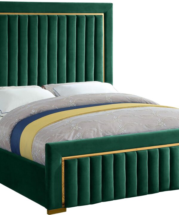 Dolce Green Velvet King Bed (3 Boxes) - Luxe Home Furnishings (Jersey City, NJ)