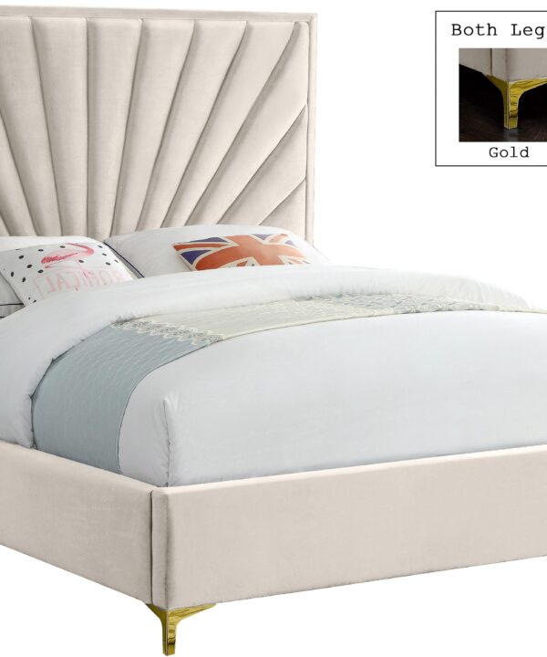 Eclipse Cream Velvet Queen Bed - Luxe Home Furnishings (Jersey City, NJ)
