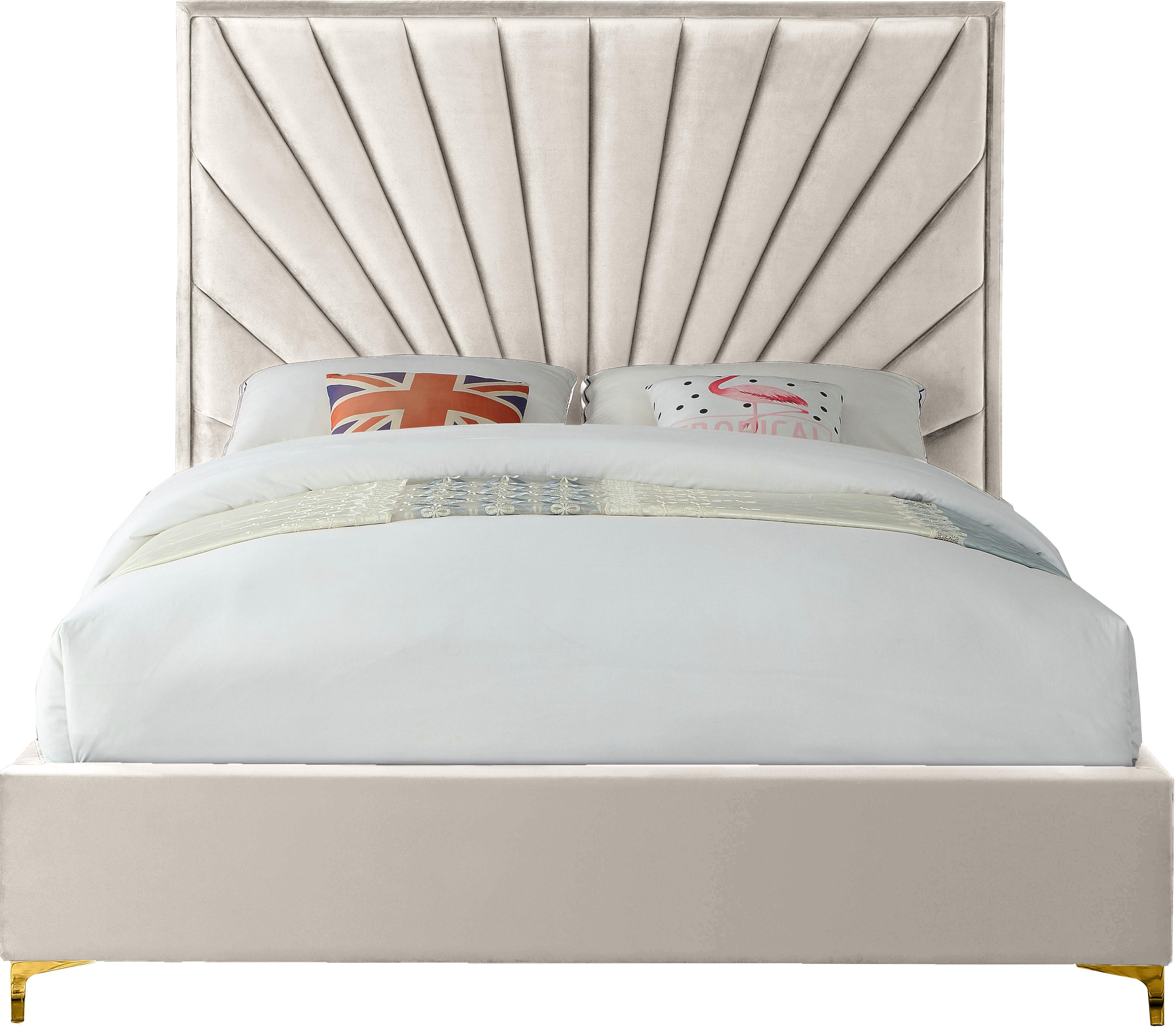 Eclipse Cream Velvet King Bed - Luxe Home Furnishings (Jersey City, NJ)