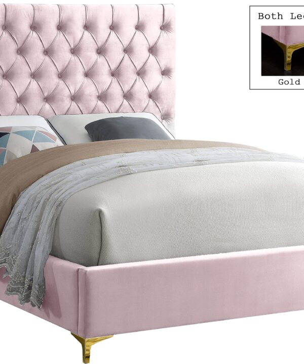 Cruz Pink Velvet Queen Bed