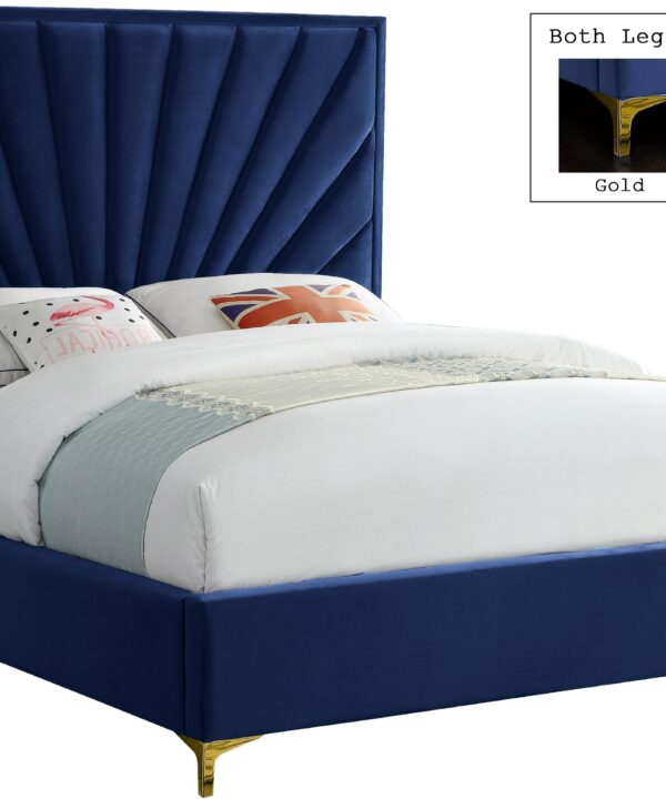 Eclipse Navy Velvet Queen Bed - Luxe Home Furnishings (Jersey City, NJ)