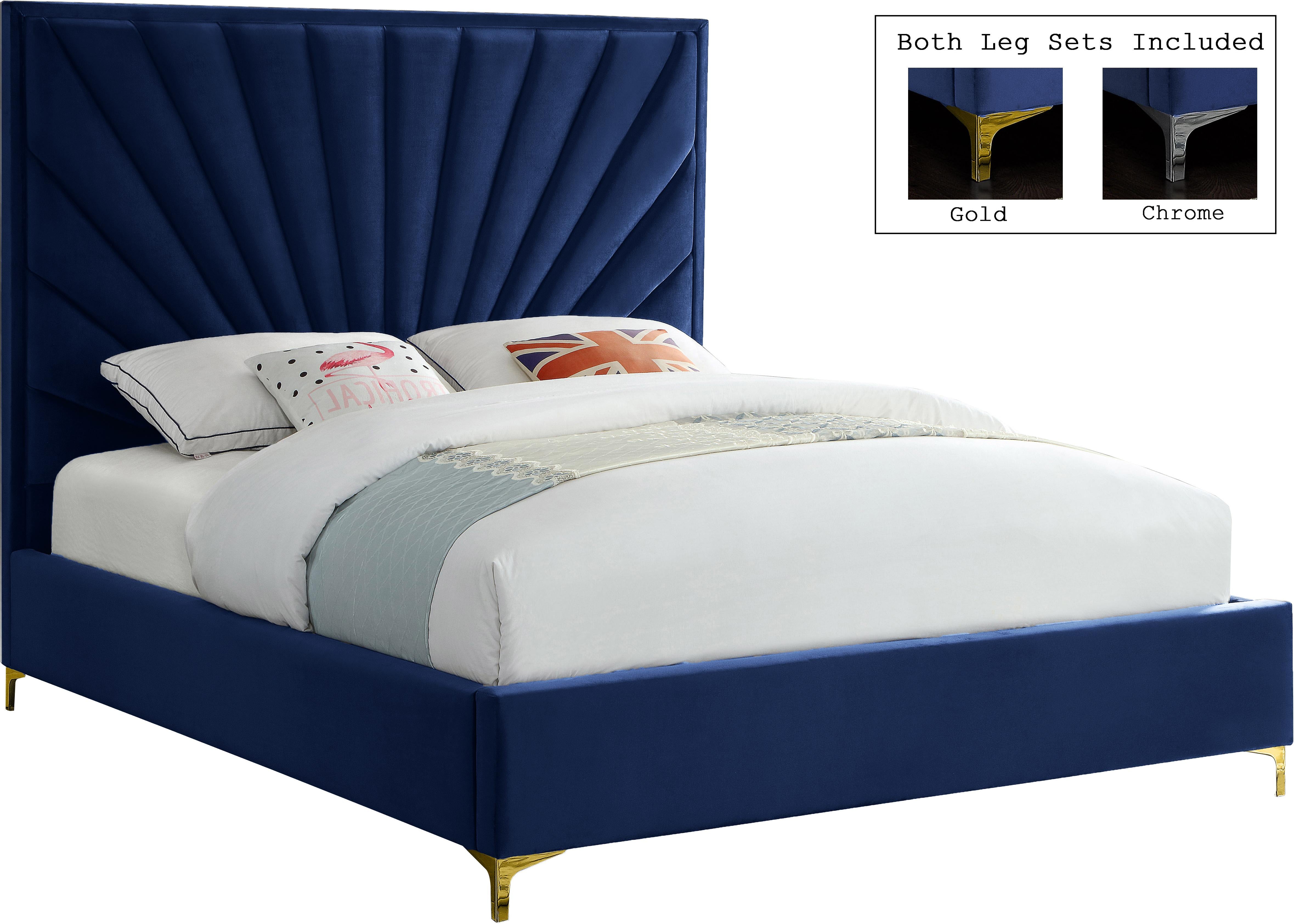 Eclipse Navy Velvet Queen Bed - Luxe Home Furnishings (Jersey City, NJ)