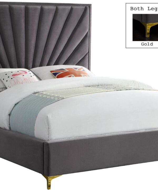 Eclipse Grey Velvet Full Bed - Luxe Home Furnishings (Jersey City, NJ)