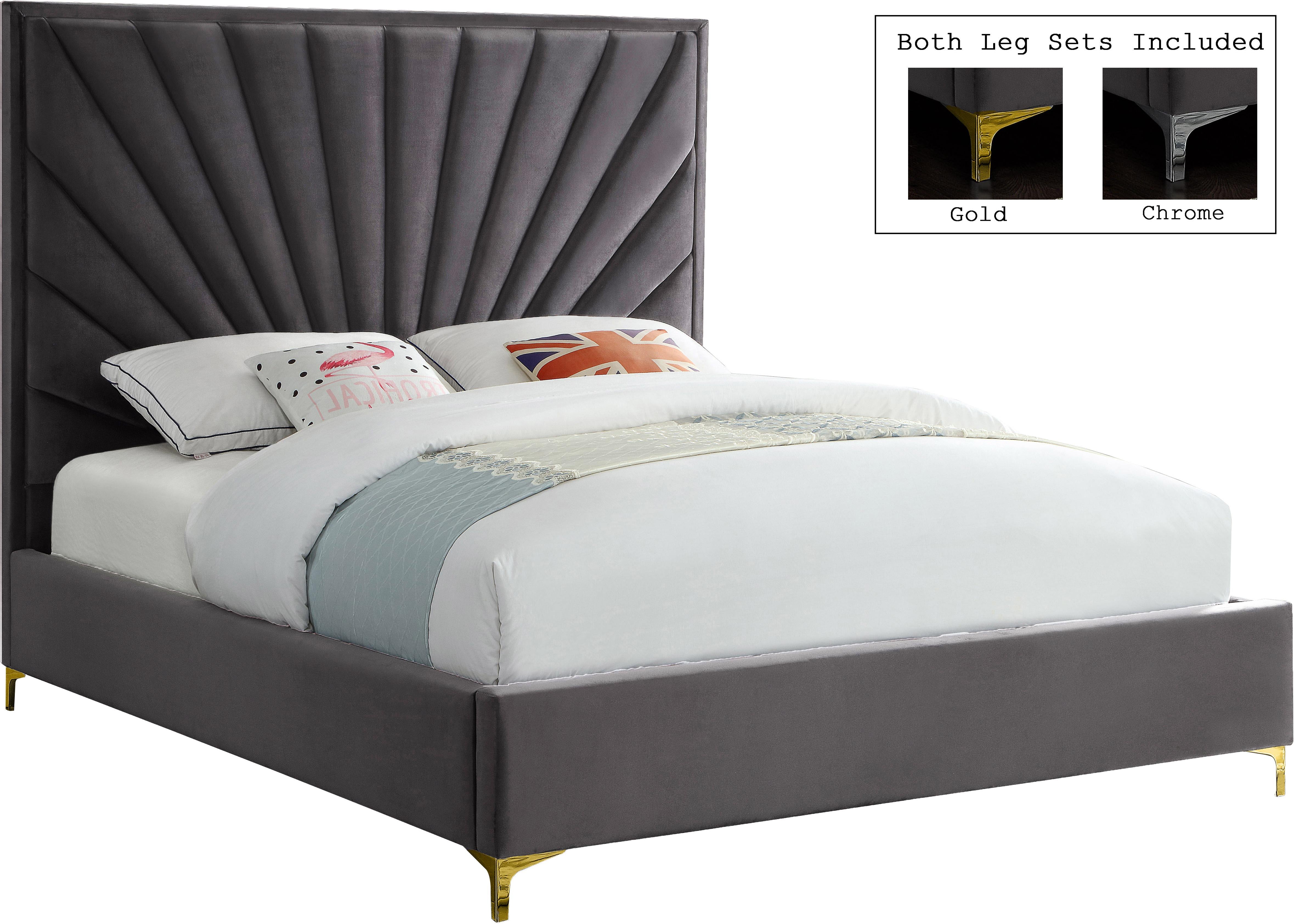 Eclipse Grey Velvet Queen Bed - Luxe Home Furnishings (Jersey City, NJ)