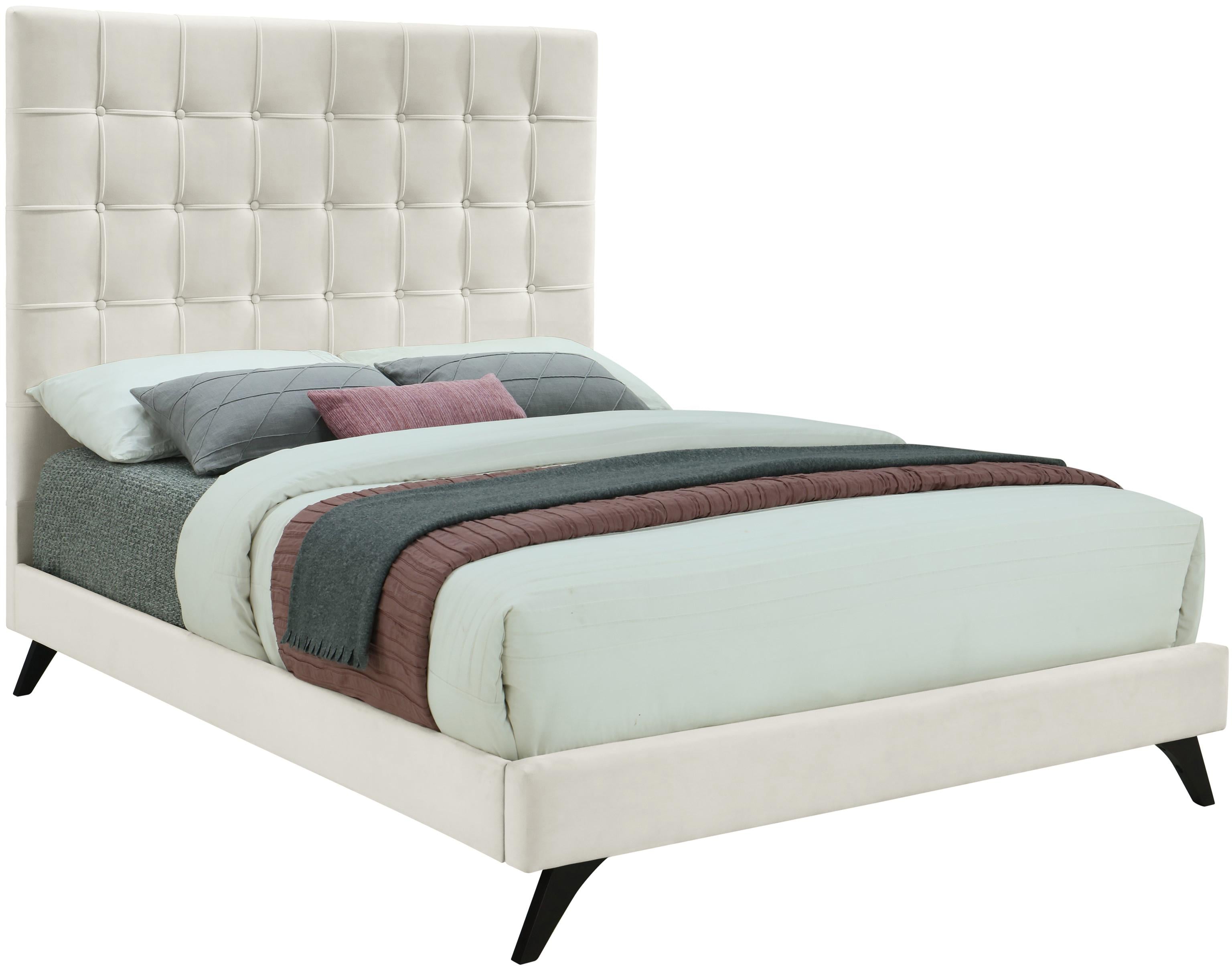 Elly Cream Velvet Full Bed - Luxe Home Furnishings (Jersey City, NJ)