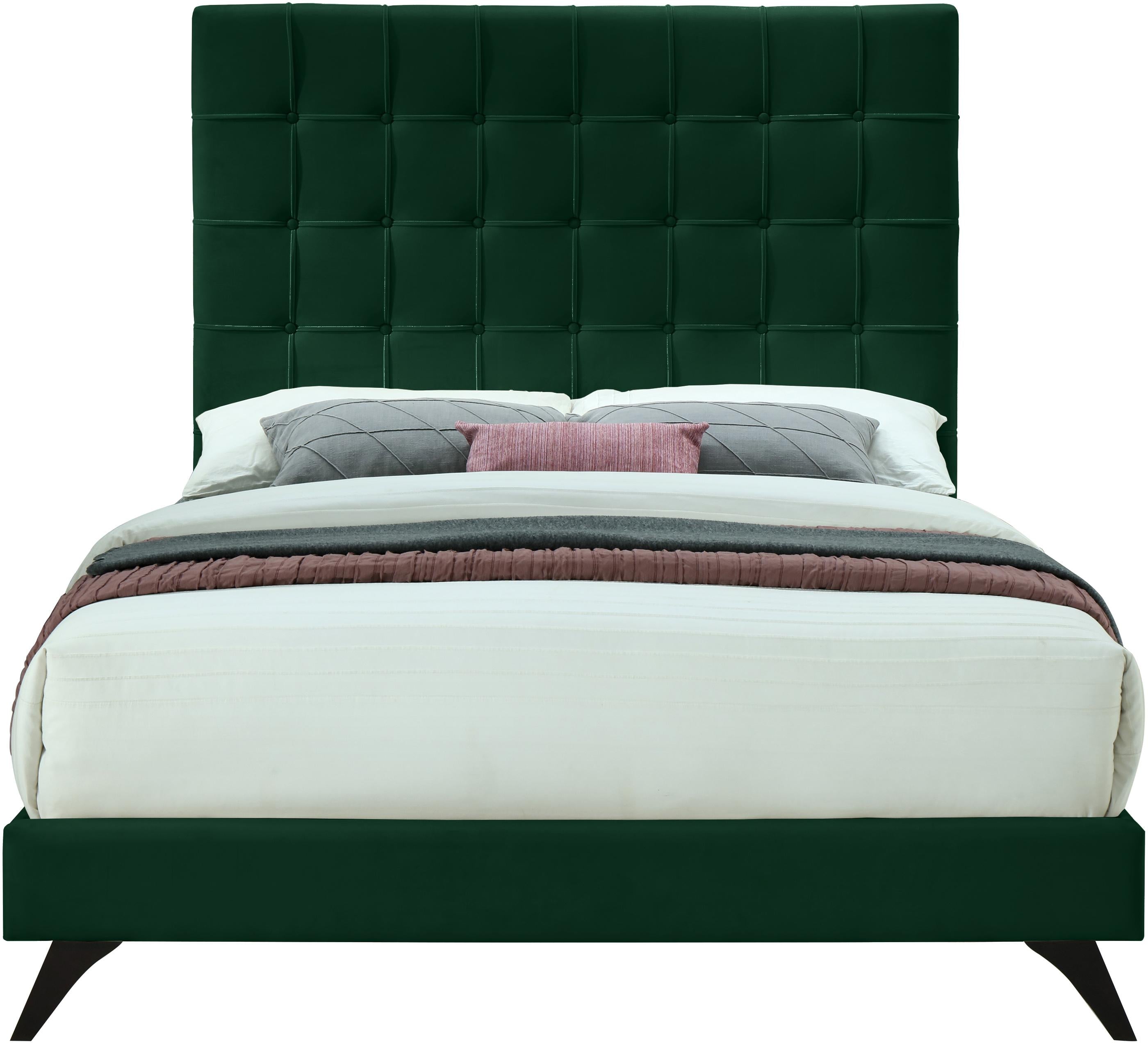 Elly Green Velvet Queen Bed - Luxe Home Furnishings (Jersey City, NJ)