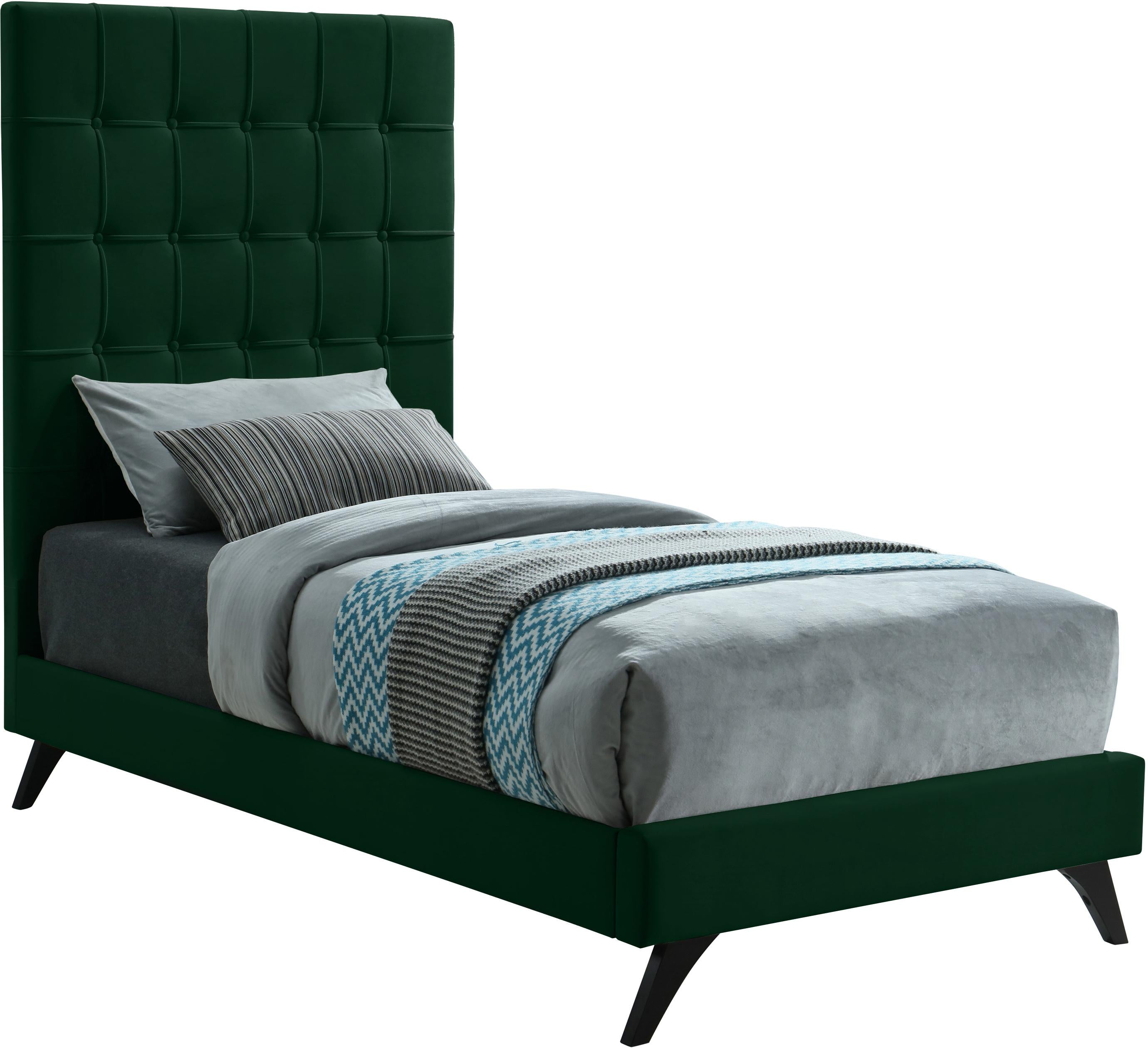 Elly Green Velvet Twin Bed - Luxe Home Furnishings (Jersey City, NJ)