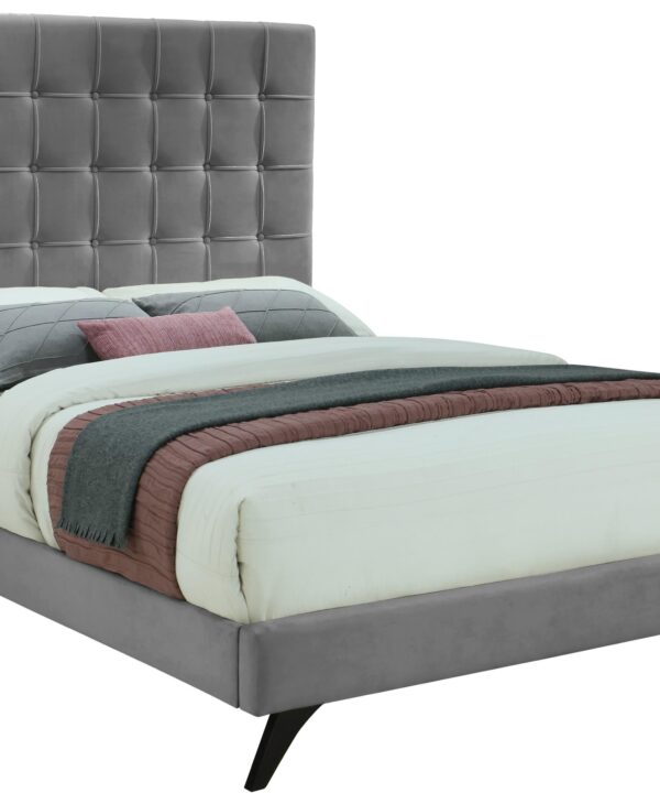 Elly Grey Velvet Full Bed - Luxe Home Furnishings (Jersey City, NJ)