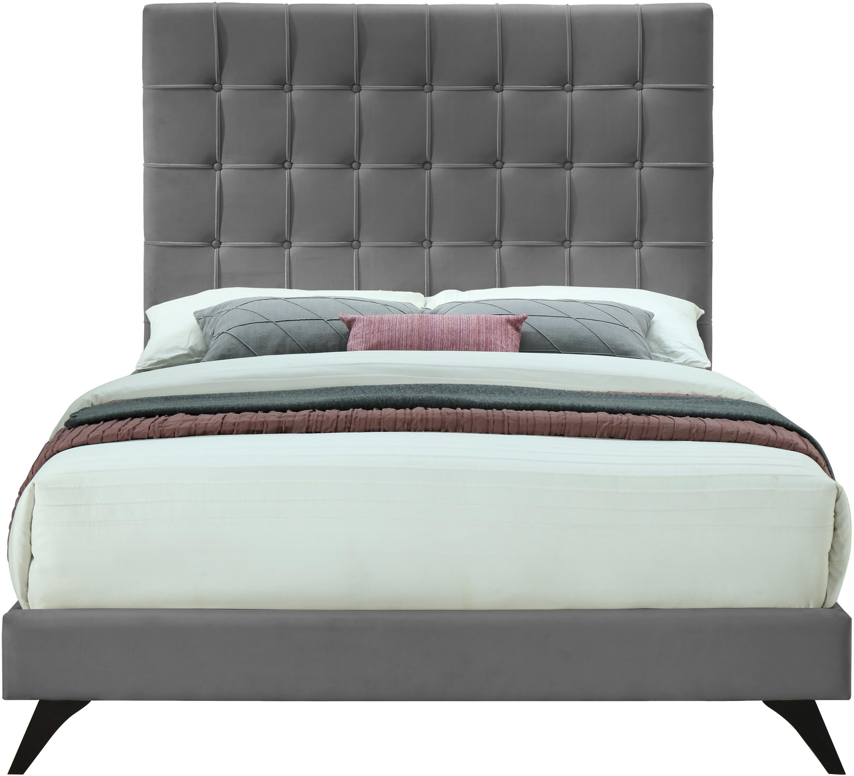 Elly Grey Velvet King Bed - Image 3