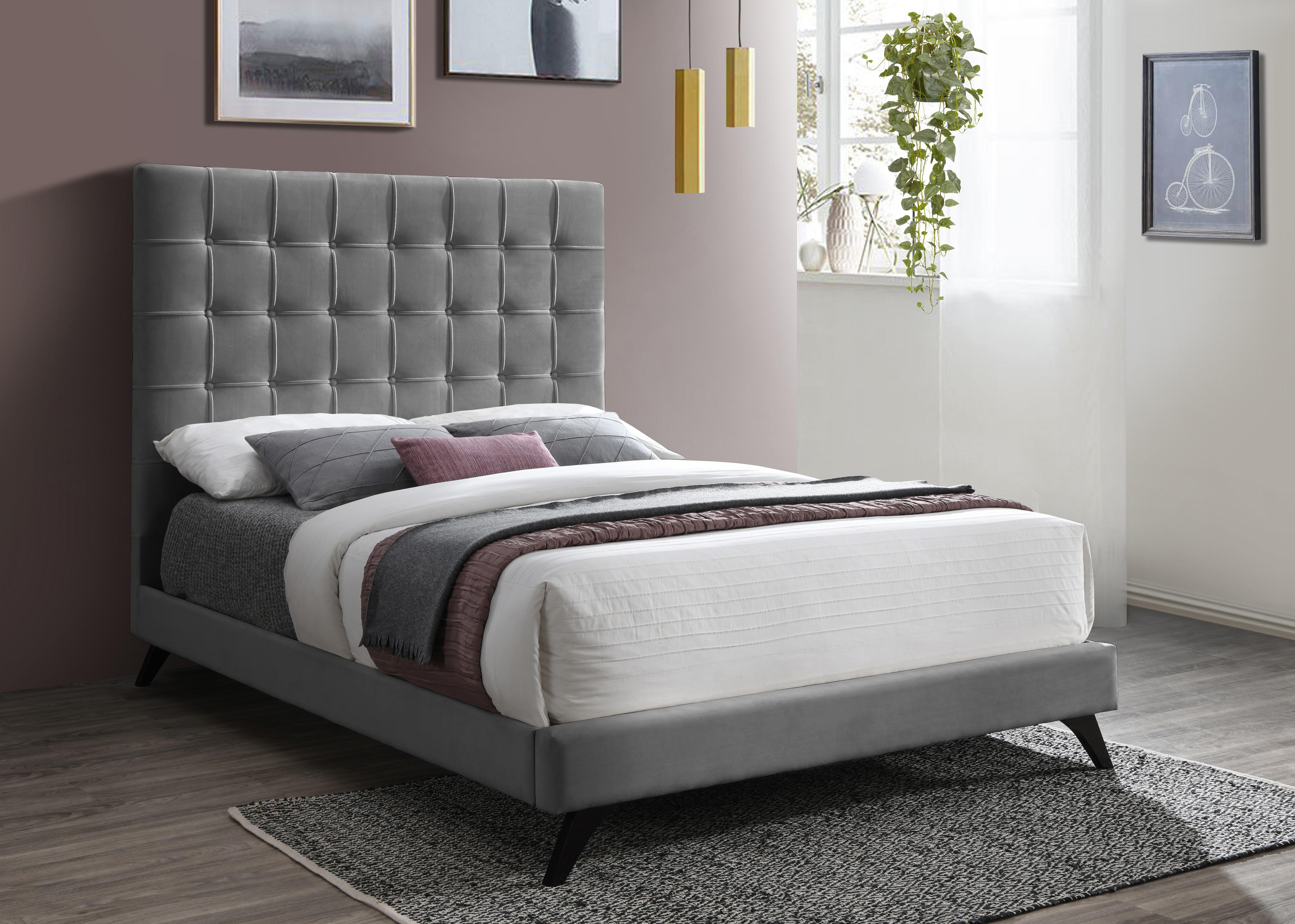 Elly Grey Velvet King Bed - Image 2